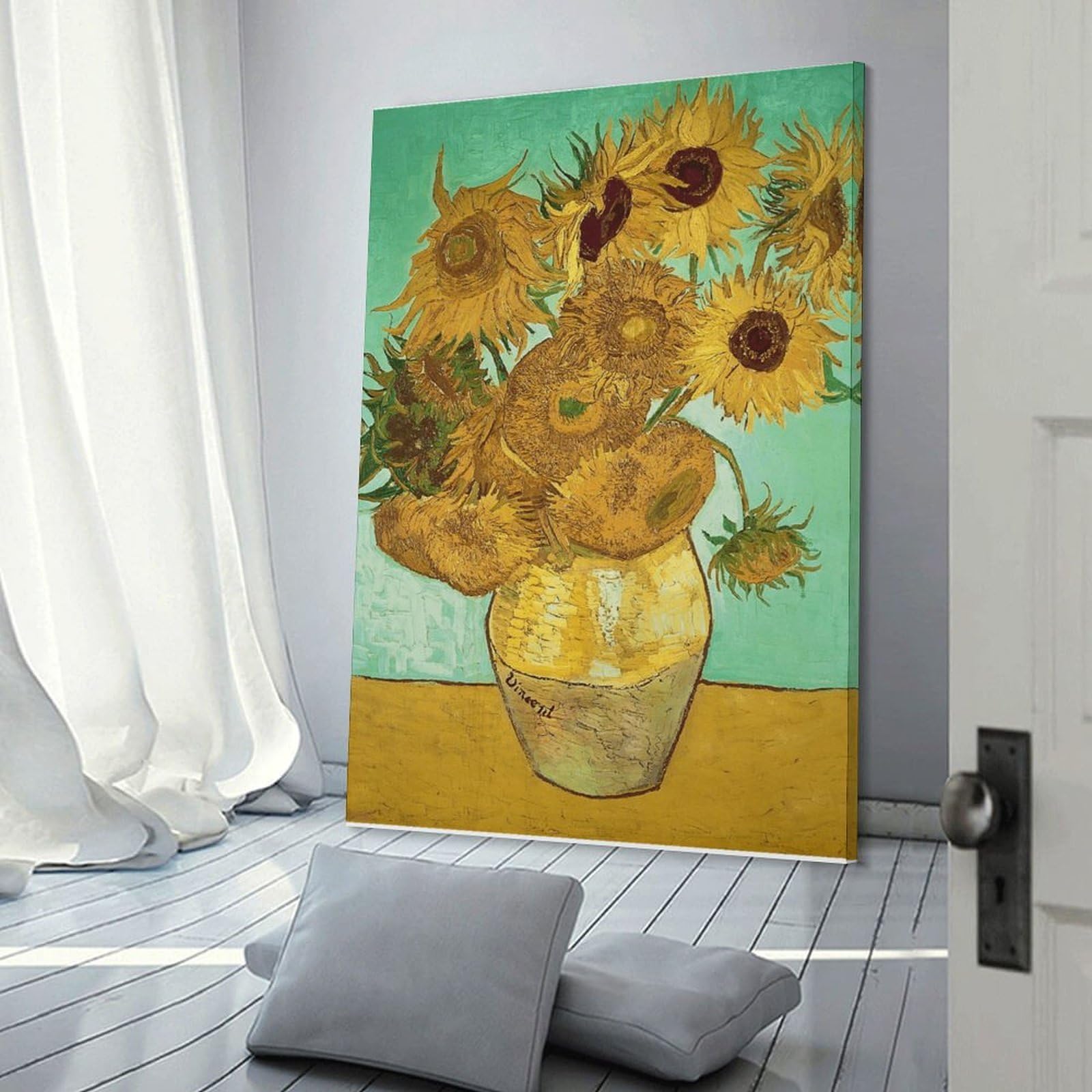 Junmoney Sunflowers in A Vase Decorative Canvas Print, 24x36inch(60x90cm), for Gallery Wall Decor And Room Displays, Wall Decor Suited to Curated Displays