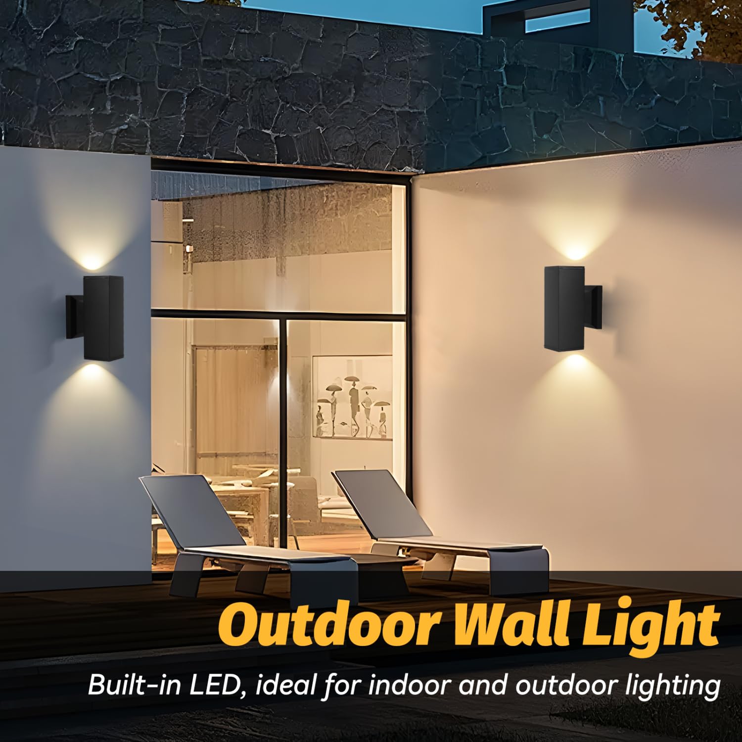 Aigostar Applique LED da Parete Esterno, Lampada da Parete Rettangolo Alluminio GU10, Impermeabile IP65 Luce Esterno per Patii, Giardini, Corridoi, Balconi, Vialetti, Lampadina non inclusa(12 pacchi
