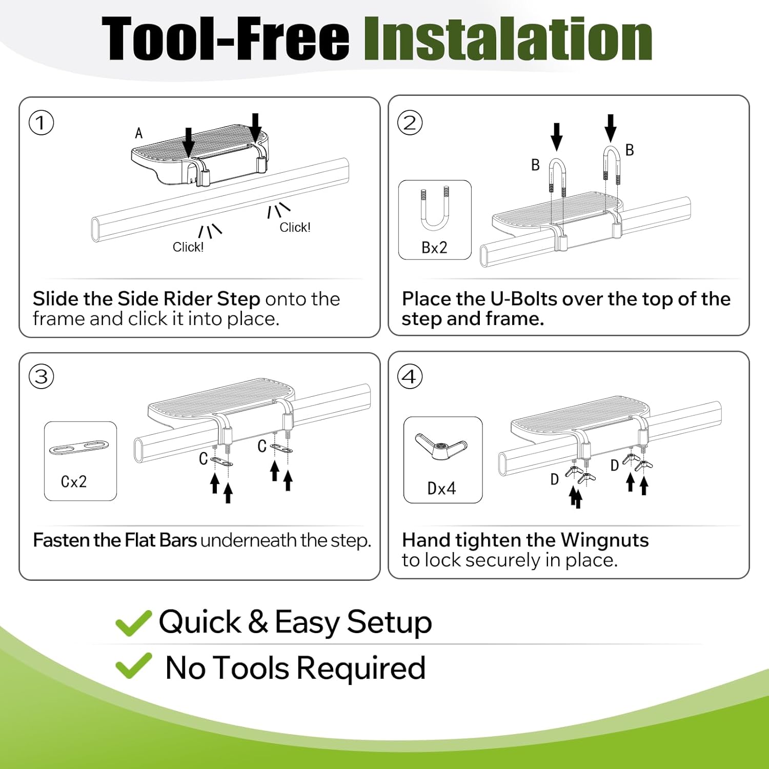 Step Attachment Compatible with Wonderfold W4 Wagon, Fold-Friendly Ride-On Side Step Platform, Easy Climb Accessory for Kids, Tool-Free Installation, Side Rider Step Attachment for Wonderfold Wagon
