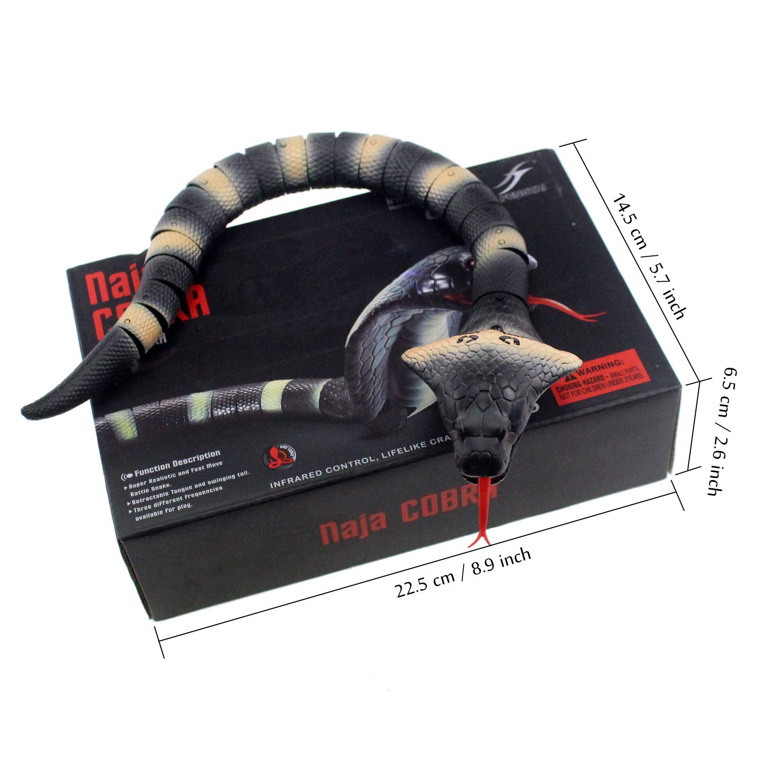 RC Snake Télécommande infrarouge Cobra Naja Animal Voiture Véhicule farce Jouet Effrayant Réaliste Anniversaire Enfants (Gris)