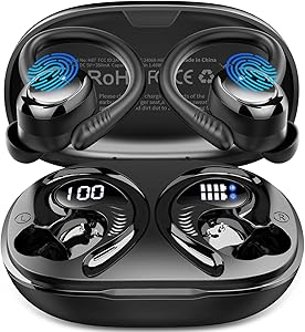 💎 79% MEGA DEAL! Bluetooth 5.4 Kopfhörer Sport, 2026 Neu In Ear Kopfhörer Kabellos Bluetoothmit 4 ENC Mic/6D Stereo, 50H Noise Cancelling Ear buds, Over-Ear Sportkopfhörer mit Ohrhaken, IP7 Wasserdicht Ohrhörer