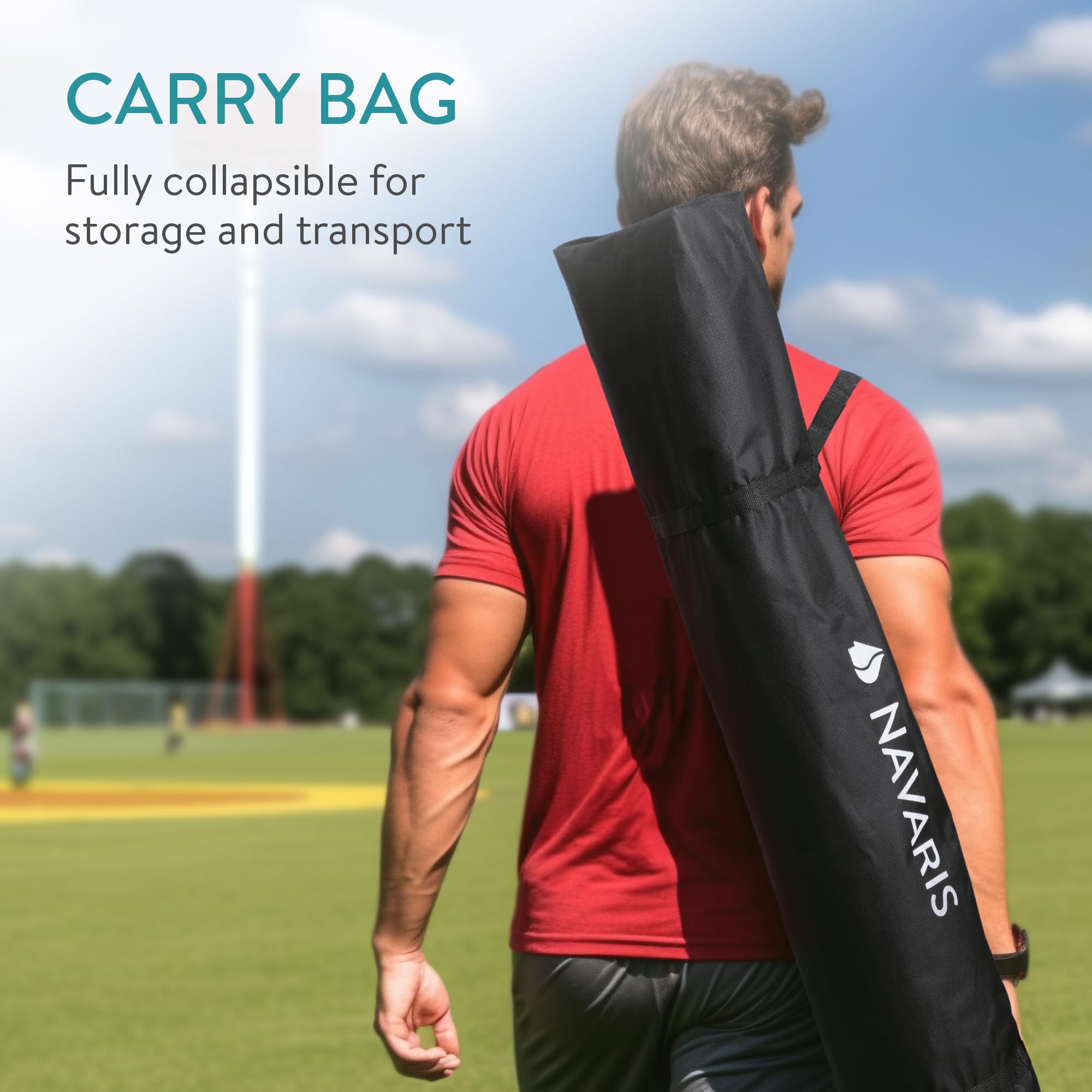 Navaris Filet d'entrainement Pliable - Cage Foot Football Américain Handball - Sac de Transport pour Extérieur - Tout Niveau - 2,4X 2,4m