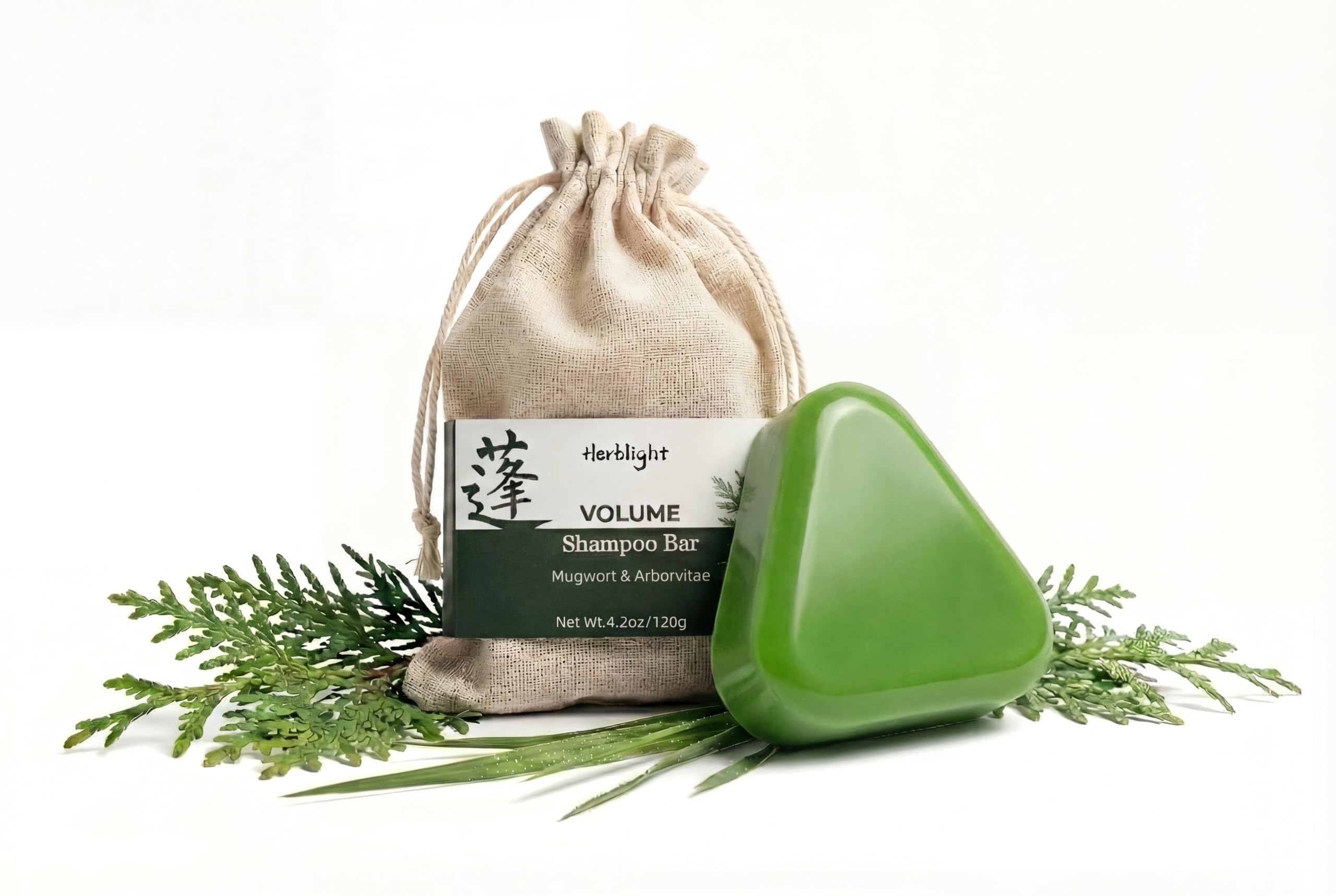 Usman Grass & Arborvitae Seven Green Shampoo Bar for Hair Density - Volumizing Green Soap for Thinning Hair - Natural Sulfate Free Thickening Bar (4.23 oz)
