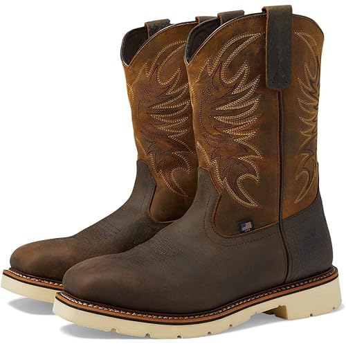 Thorogood American Heritage 11" Steel Safety Square Toe Wellington Leather Work Boots for Men with Slip-Resistant Outsole