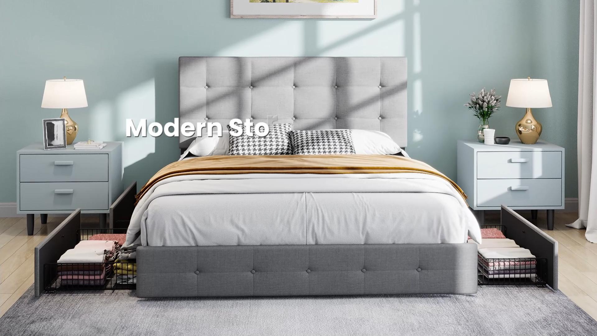 Amazon.com: SHA CERLIN Upholstered King Size Platform Bed