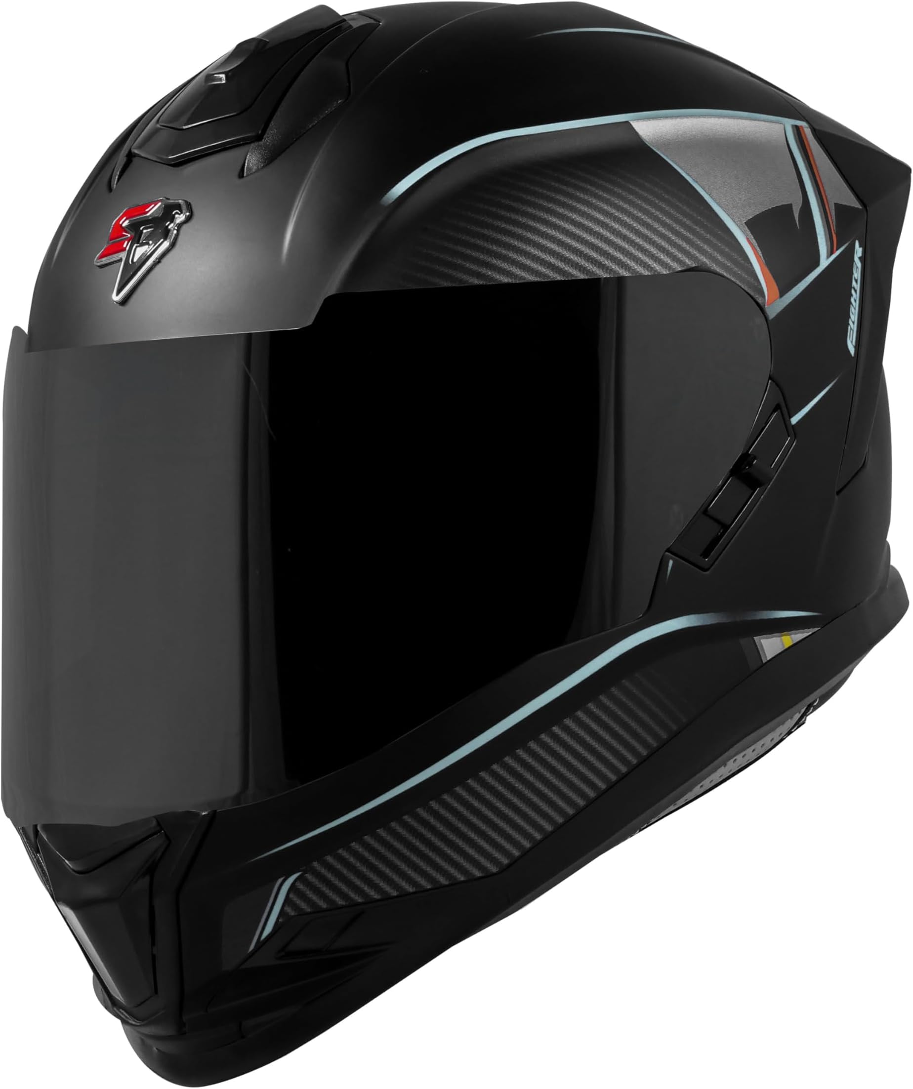 Steelbird SBH-57 Carbon Fighter ISI and DOT Certified Full Face Helmet for Men and Women with Inner Chrome Sun Shield