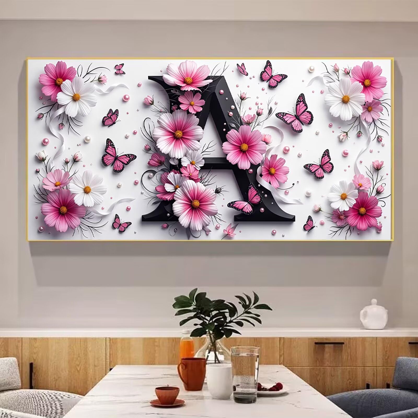 Diamond Painting Schmetterling, Brief Diamond Painting Erwachsene, 5D DIY Vollbohrer Diamanten Paint by Numbers, Kreatives für Erwachsene für Home Wand Deko, Geschenke für Frauen, 60x120cm, Cod-866