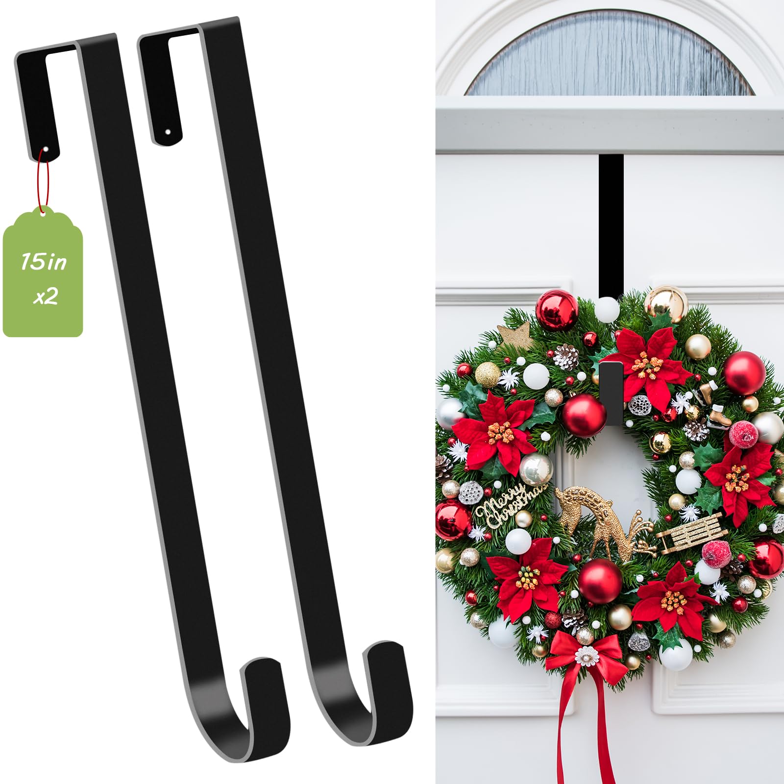 Amazon.com: Dapute 2 Pack 15" Wreath Door Hangers for Front Door, Over ...