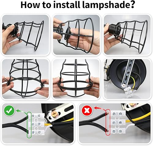 Miniatura 5 de Apliques de pared de granja, paquete de 2 lámparas de pared vintage, apliques de pared industriales de jaula de alambre, apliques modernos de pared,