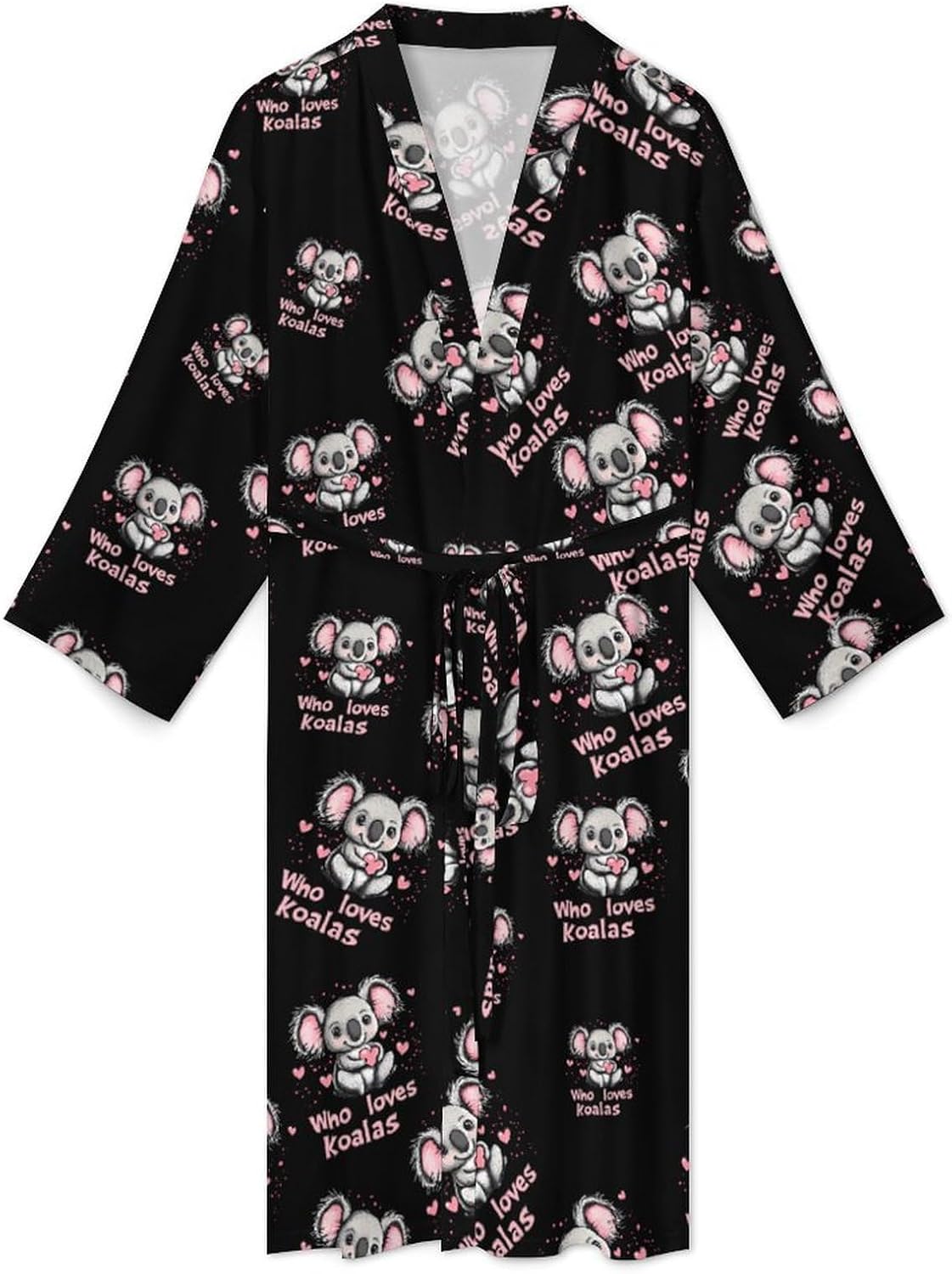 Who Loves Koala Mens Robe Long Bathrobe for Women Bath Robes Lightweight Soft Printed Sleepwear