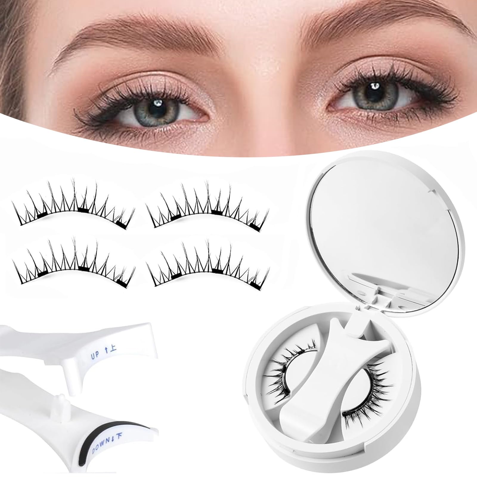 Giani Magnetic Eyelashes, Natural Look Magnetic Lashes Kit, Magnets False Eyelashes with Applicator Reusable No Glue Needed Eyelashes Easy to Wear and