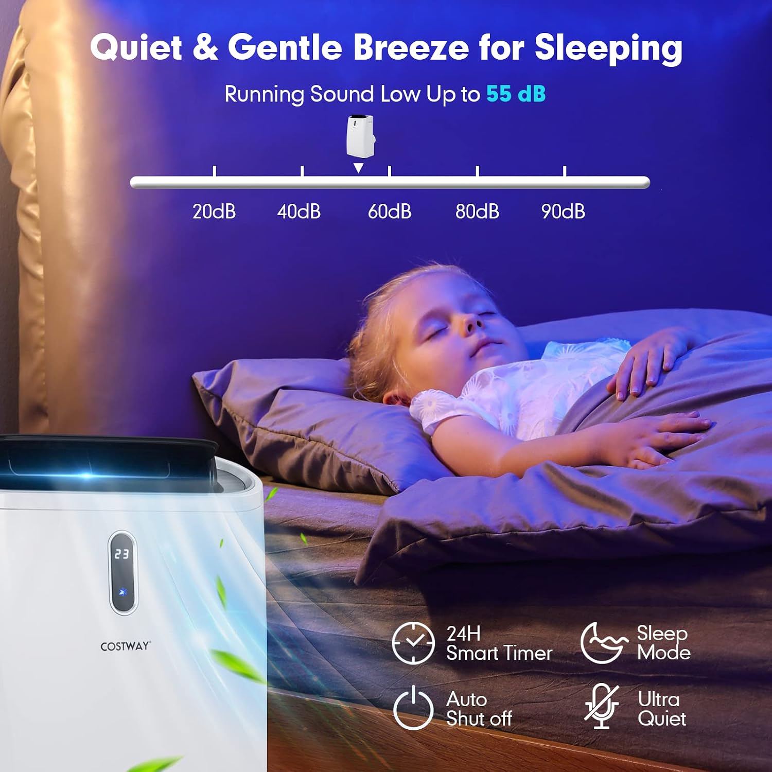 COSTWAY 14000BTU Portable Air Conditioner, 4-in-1 Oscillation Air Cooler with Cooling/Humidifier/Heater/Fan, 3 Speeds Fan, Remote Control, WiFi Smart Control (14000BTU)