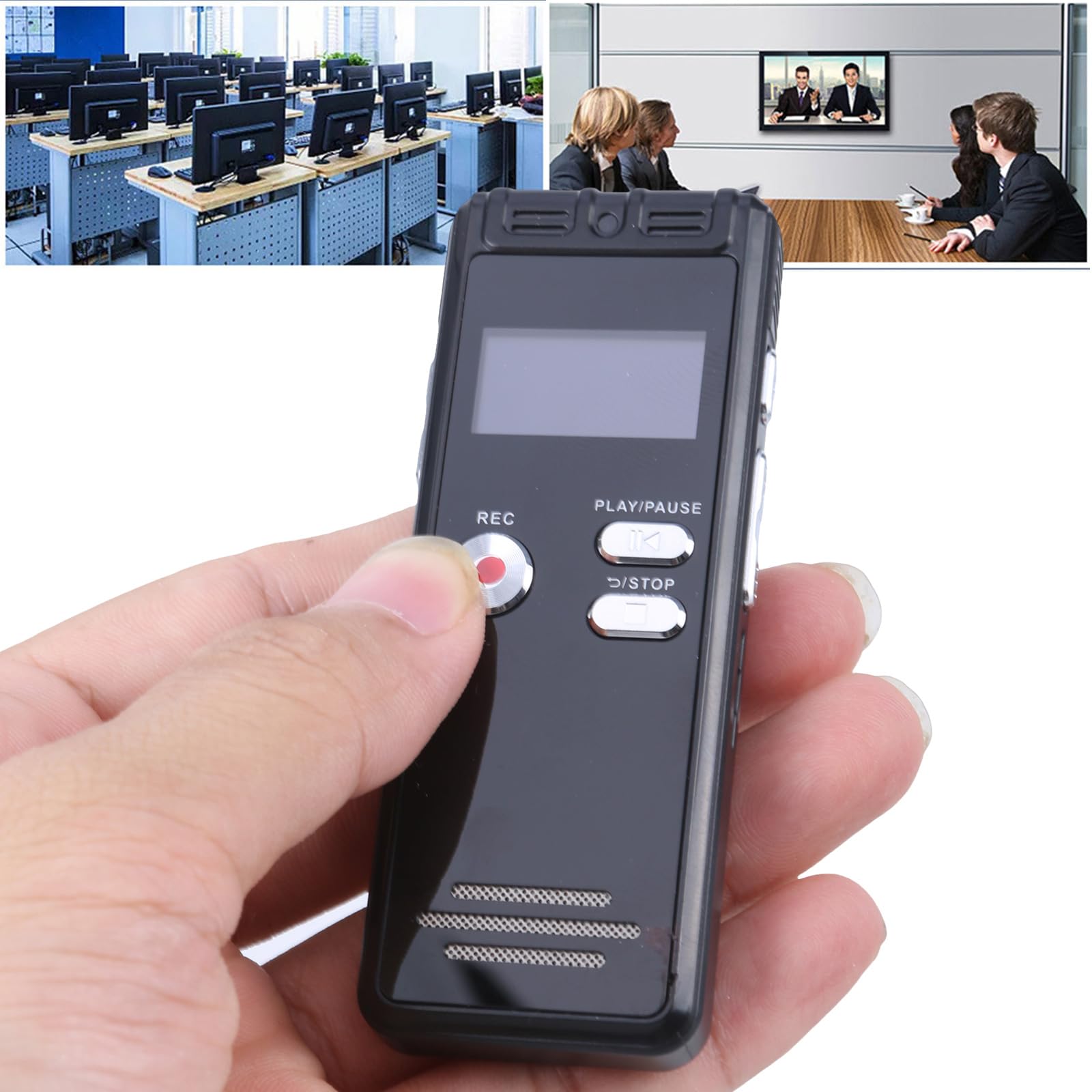 Grabadora digital activada por voz de 64 GB con reproducción, grabadora de voz dictáfono de 3072 Kpbs con reducción de ruido