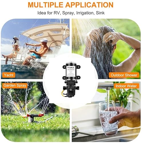 CAMPLUX DC 12V Water Pump, Self-Priming, 1.6 GPM Diaphragm Pump 65 PSI for RV Marine Yacht Camping thumbnail 7