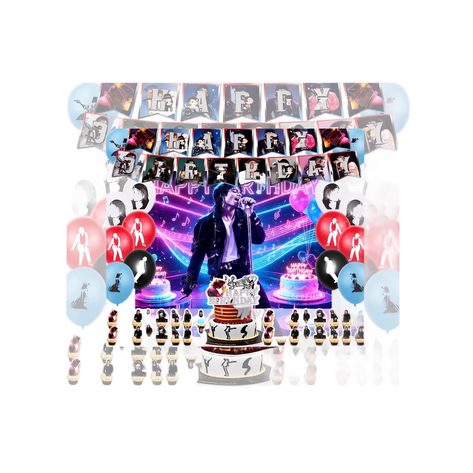 Michael Birthday Party Decoration Set King of Pop Party Supplies Pack 01