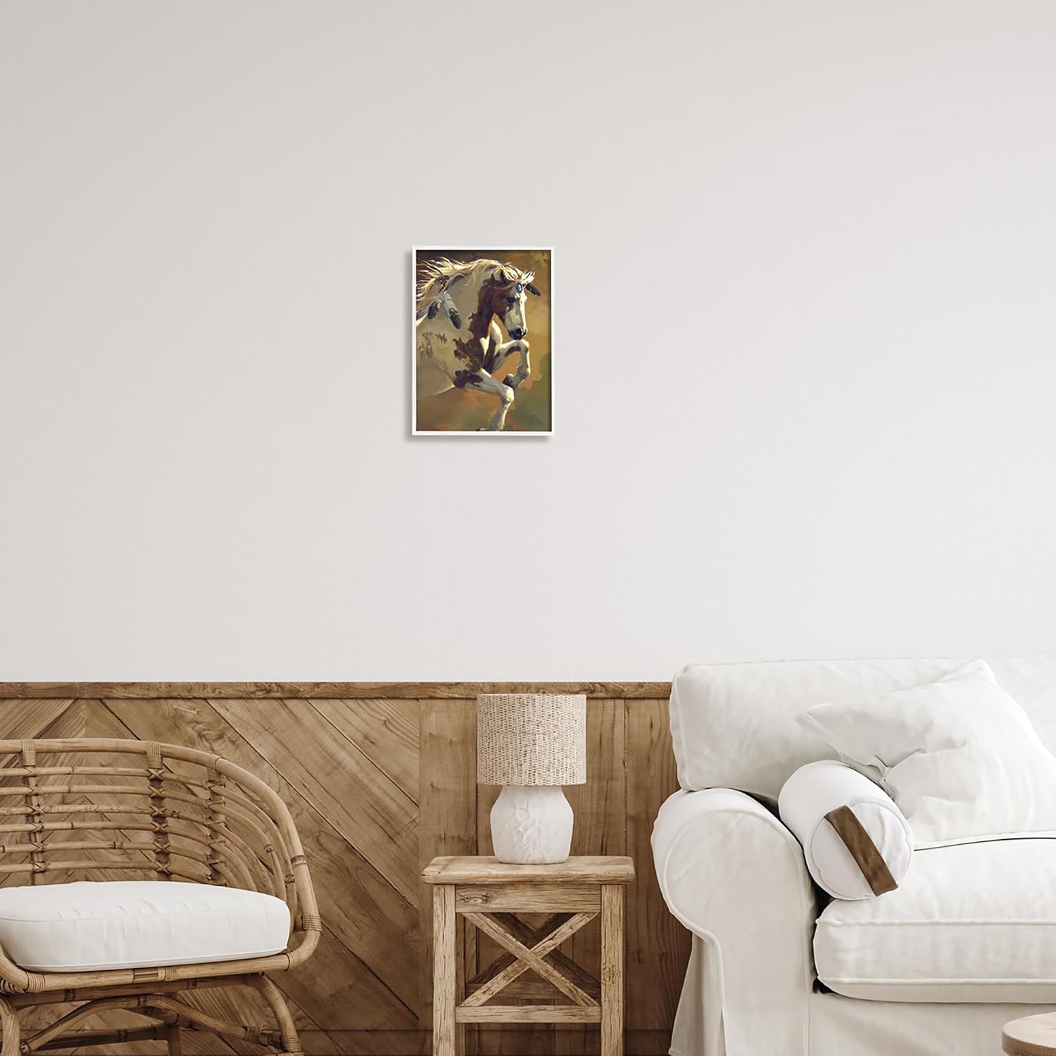 Stupell Industries Jumping Horse Painting White Framed Giclee Art Design by Carolyne Hawley
