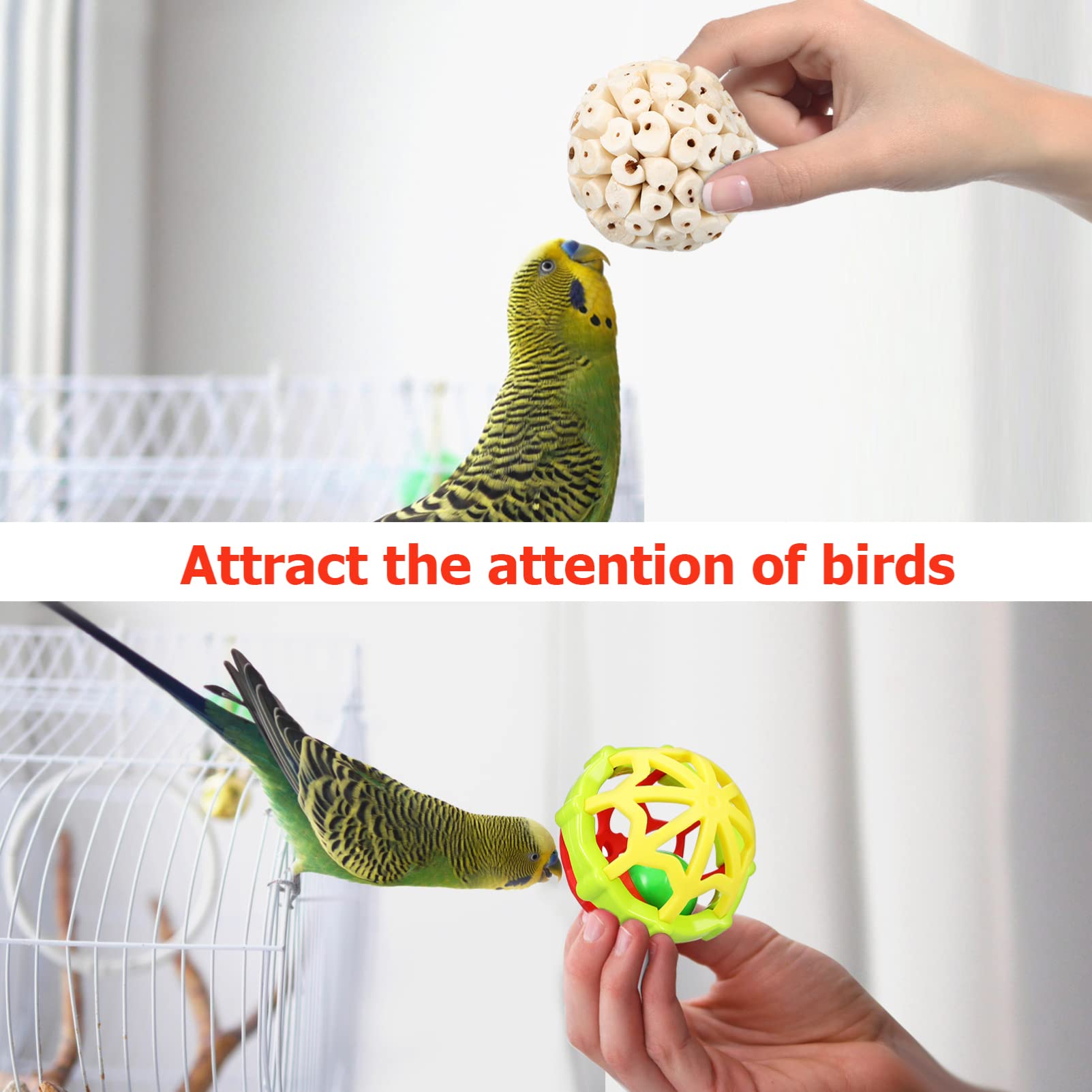BESPORTBLE 15pièces Jouets pour Oiseaux Balles à Mâcher Caoutchouc pour Perroquets Ondulées Et Cockatiels pour Entraînement Mastication Et Décoration De Cage