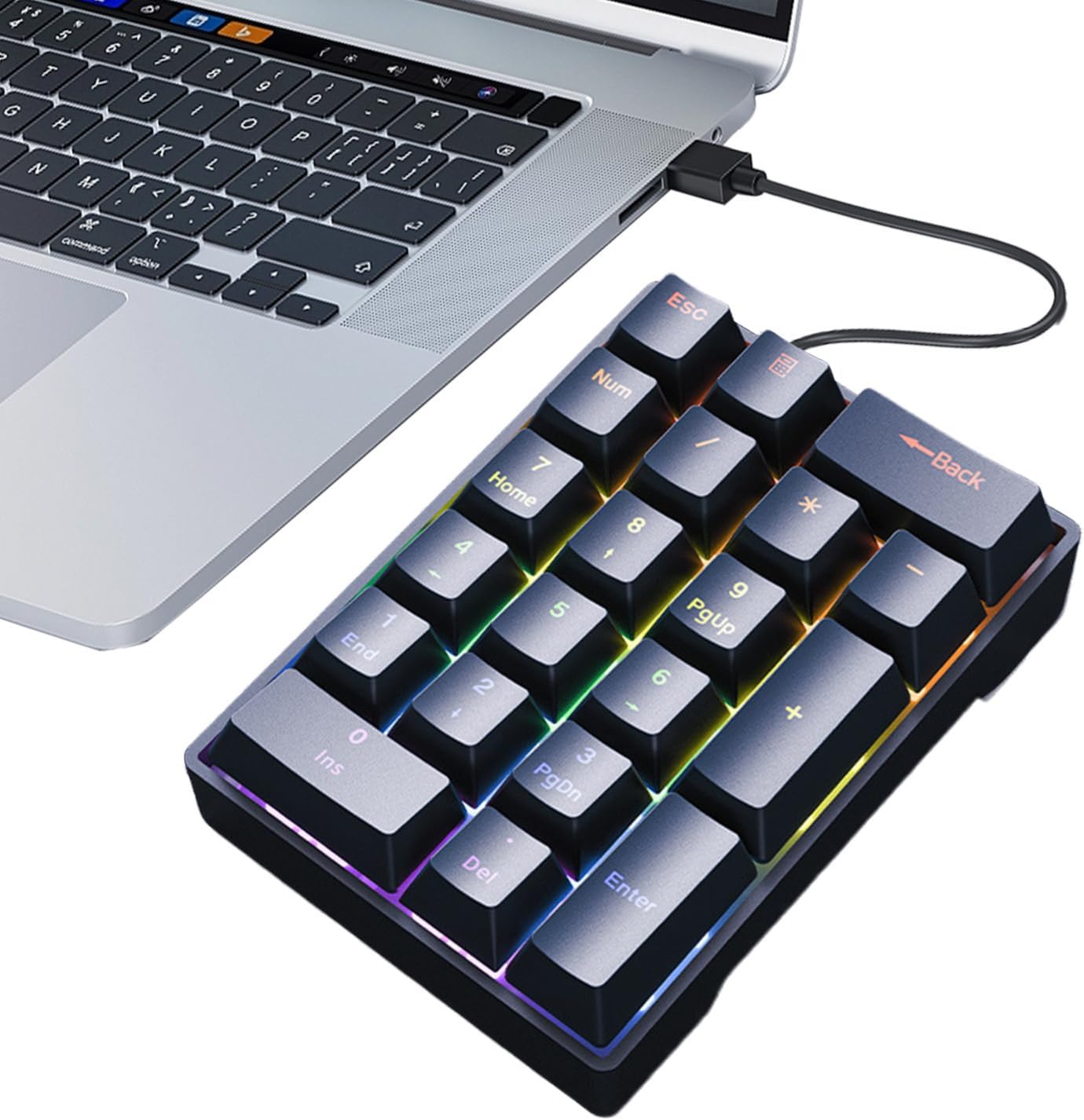 Draadloos numeriek toetsenbord, 22 toetsen, draagbaar, 2,4 GHz financieel boekhoudnummer, toetsenbordextensies voor laptop, pc, desktop, Surface Pro, notebook