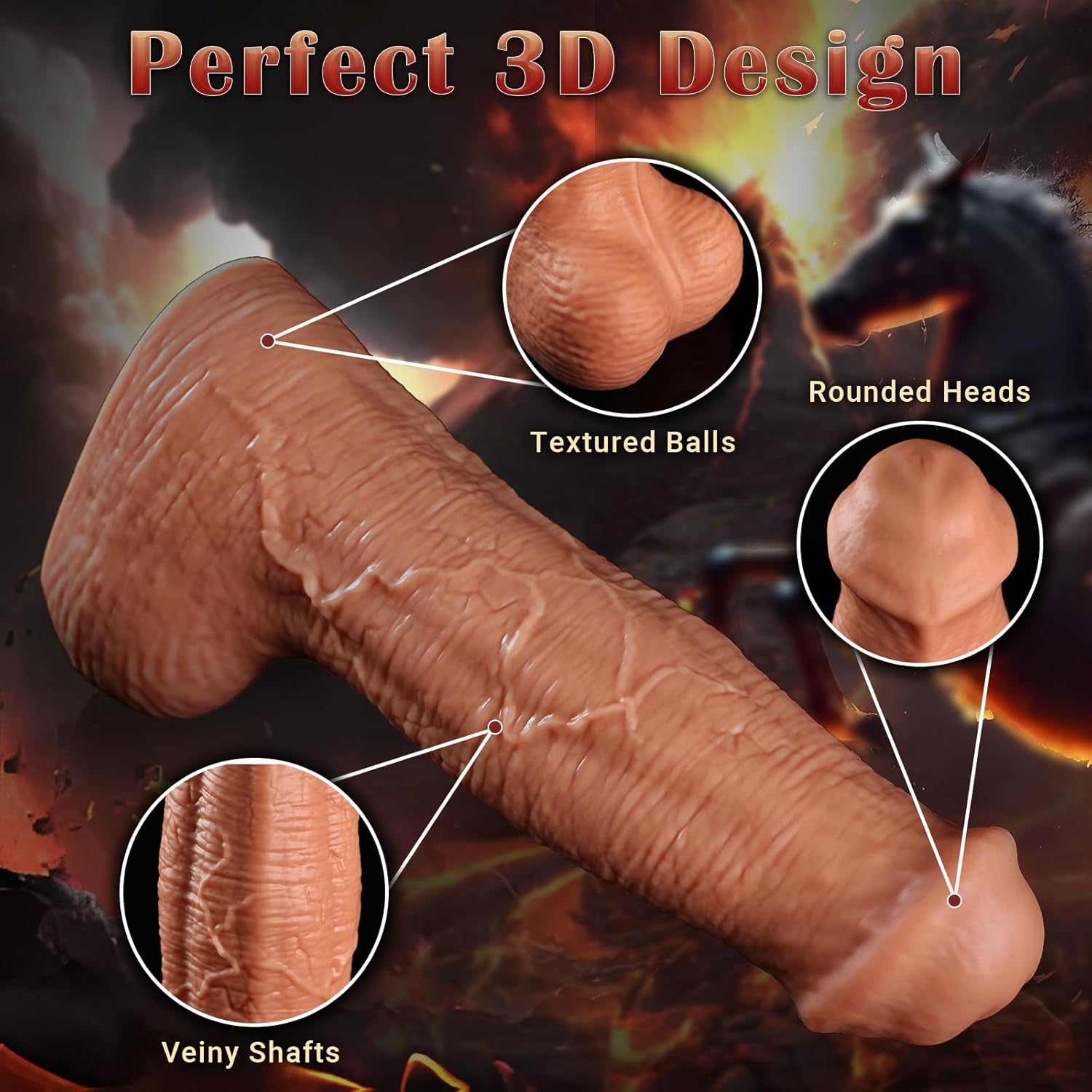 14 Inch Massive Horse Cock Dildo, 3.7 Inch Diameter Thick Gaint Anal Plug with Flared Big Head, Dual Density Silicone Animal Dildo Huge Butt Plug Adult Sex Toys for Advanced Players