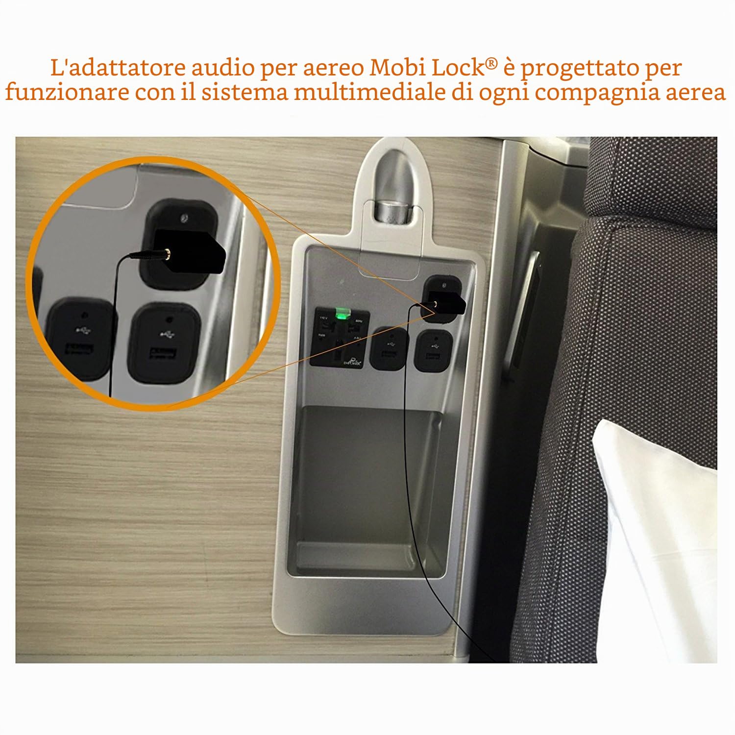 Mobi Lock 2 Pezzi Adattatori per Cuffie da Aereo Placcati in Oro - Usa le Tue Cuffie con i Sistemi di Intrattenimento in Volo dell’Aereo - Ottima Qualità del Suono in Tutti gli Aerei