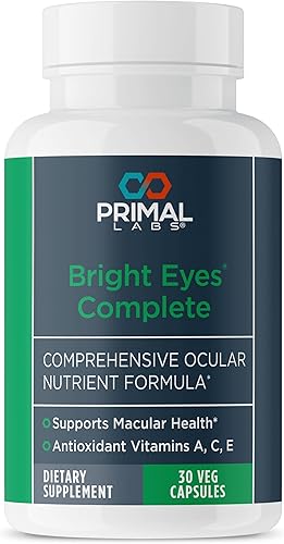 Primal Health Bright Eyes Complete - Salud ocular y macular - Visión clara - Fórmula de luteína y zeaxantina - Visión saludable - Alivia la tensión