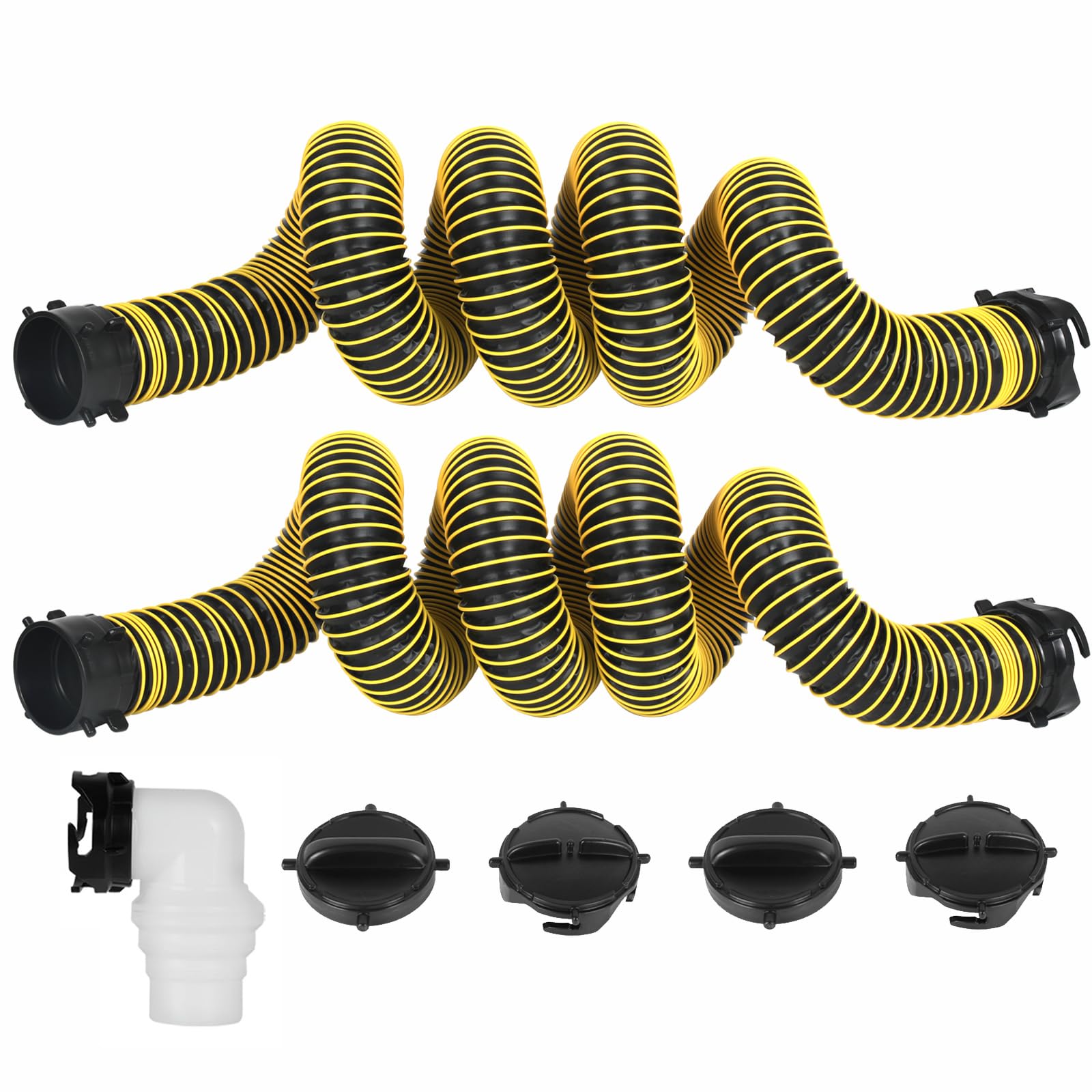 20FT RV Sewer Hose with Bayonet Fittings and 4-in-1 Adapter Elbow