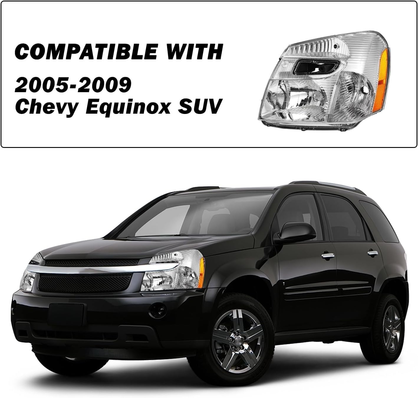 SOCKIR Fit for 2005 2006 2007 2008 2009 Chevy Equinox Headlight Assembly Replacement 4-Door SUV OE Style Factory Headlamp LH+RH with Bulbs