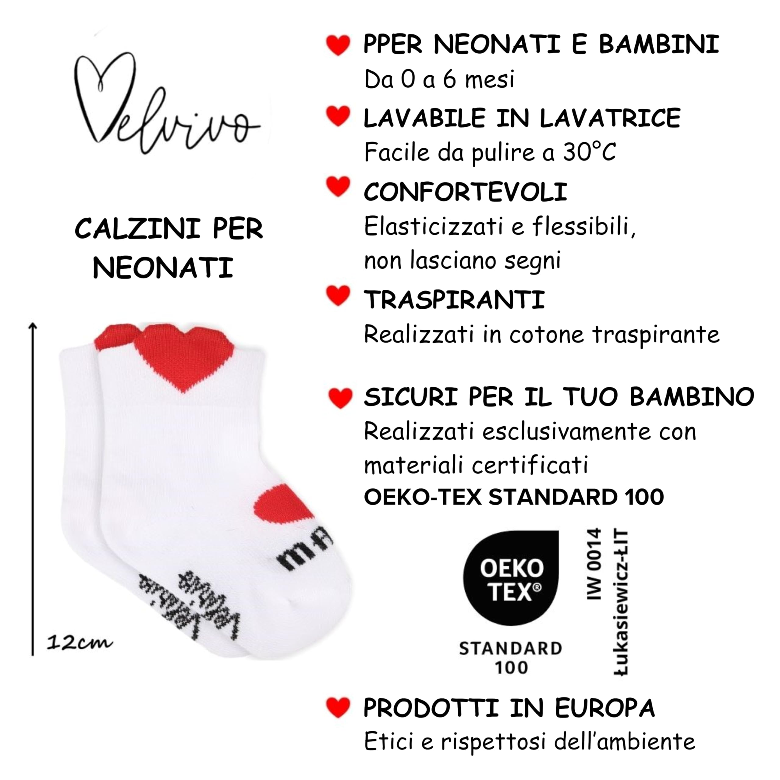 Set regalo di calzini per bambino bambina bambino 0-6 mesi 2 paia di calzini di cotone con adorabili motivi di cuori amo mamma/amo papà