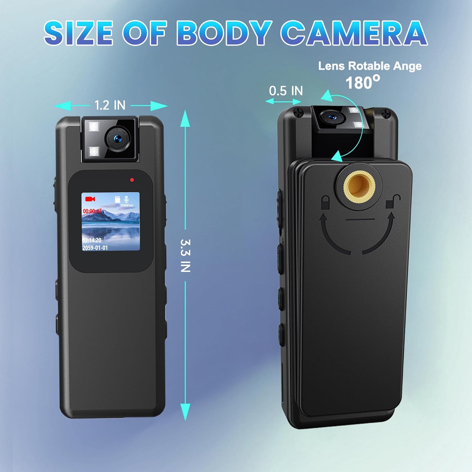 Magnetic Mini Body Camera with Audio & Video Recording, A57 1080P HD Wearable Body Cam, Premium Portable 64GB Chest Camera for Police Cycling Work Travel | Magnetic, Clip, Compact