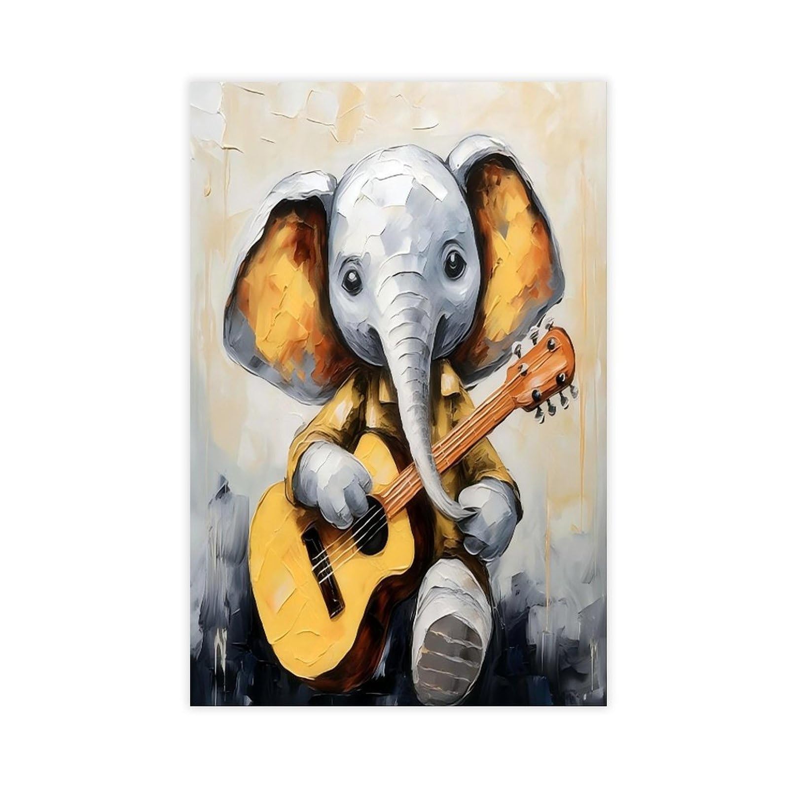 Bareronor Melodious Elephant Poster Canvas Poster Bedroom Decor Landscape Office Room Decor Gift 12" L X 18" W