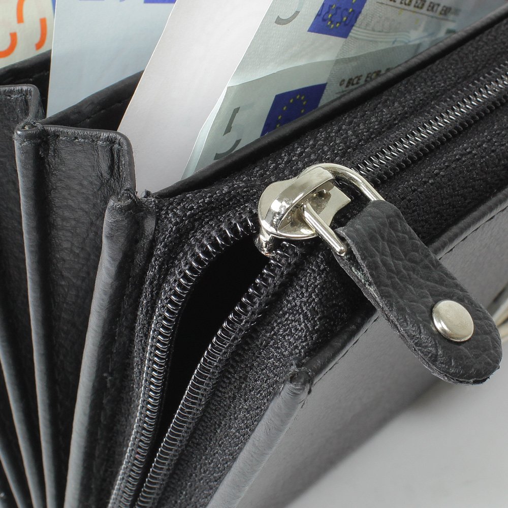 Ledershop24 XXL Profi Kellnerbörse Taxibörse Verkaufsfahrer Geldbörse Kellner Holster Halfter Kellnertasche Kellnerholster Schwarz Leder Kellnerset-Kellnerbörse+Kellnertasche