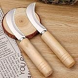 100pcs Stainless Steel Sickle Knife with Wooden Handle, Curved Blade, 17.3cm Length, 9cm Blade, Garden Weeding Tool