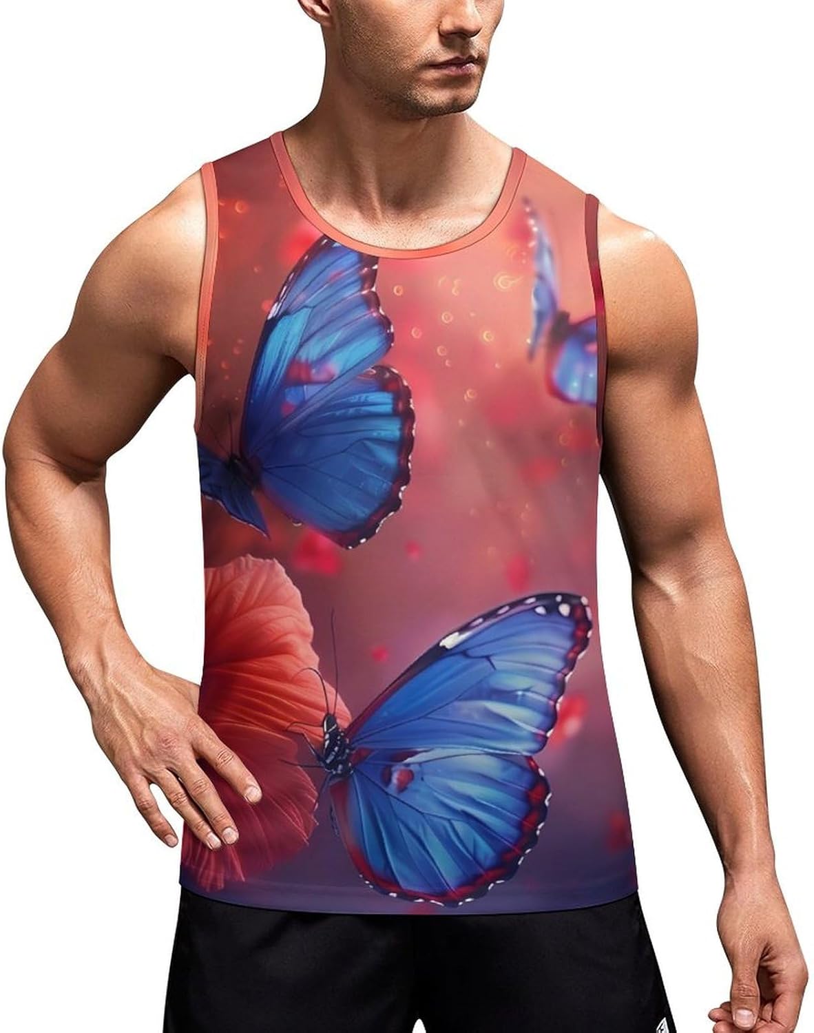 Butterfly Insect Animal Men's Tank Top Sleeveless Muscle Shirts Vest Beach T Shirts for Workout Gym