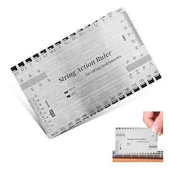 Guitar String Action Gauge Ruler, Stainless Steel Luthier Setup Tool | String Action Measurement,Stainless Steel Construction,Clear Scale Markings,Compact Setup Tool,Versatile Application
