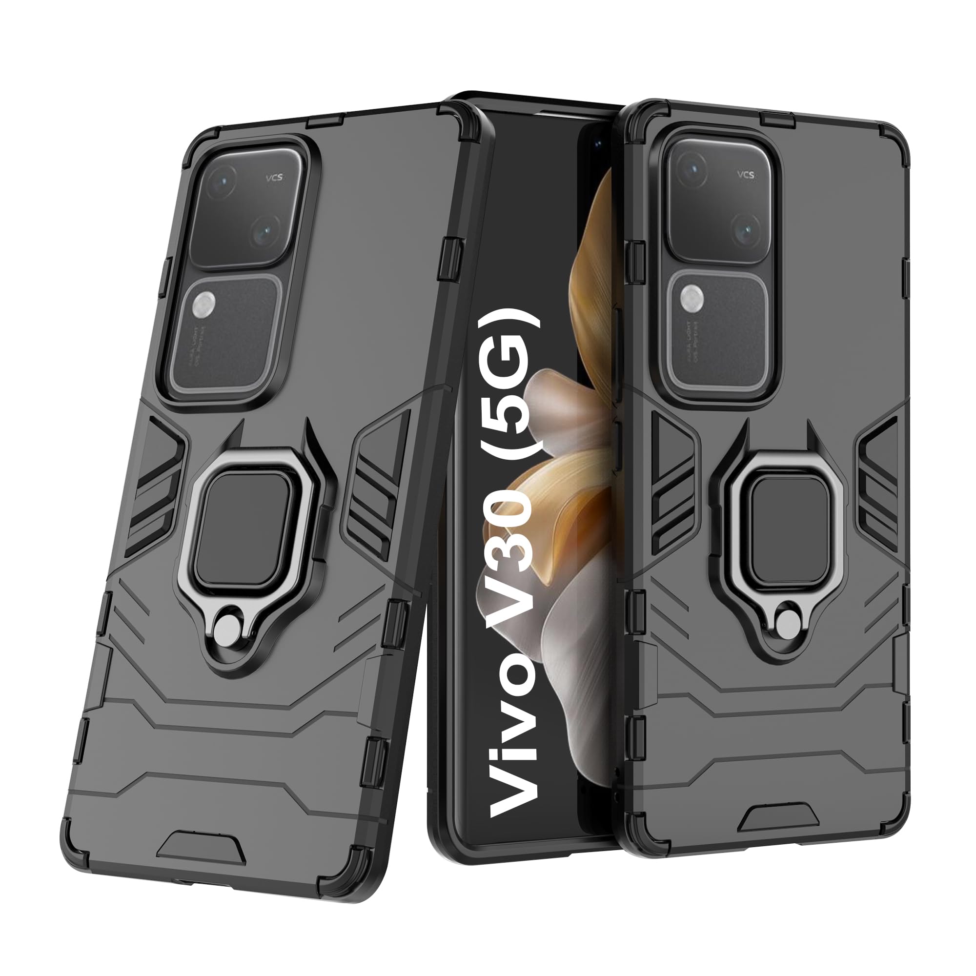 CEDO Rugged Vivo V30 (5G) / Vivo V30 Pro (5G) Defender Case | Rotating Ring Holder & Kickstand in-Built | Military Grade Armor | Bumper Back Cover (Black) (B0D11BMC87) Amazon Price History, Amazon Price Tracker