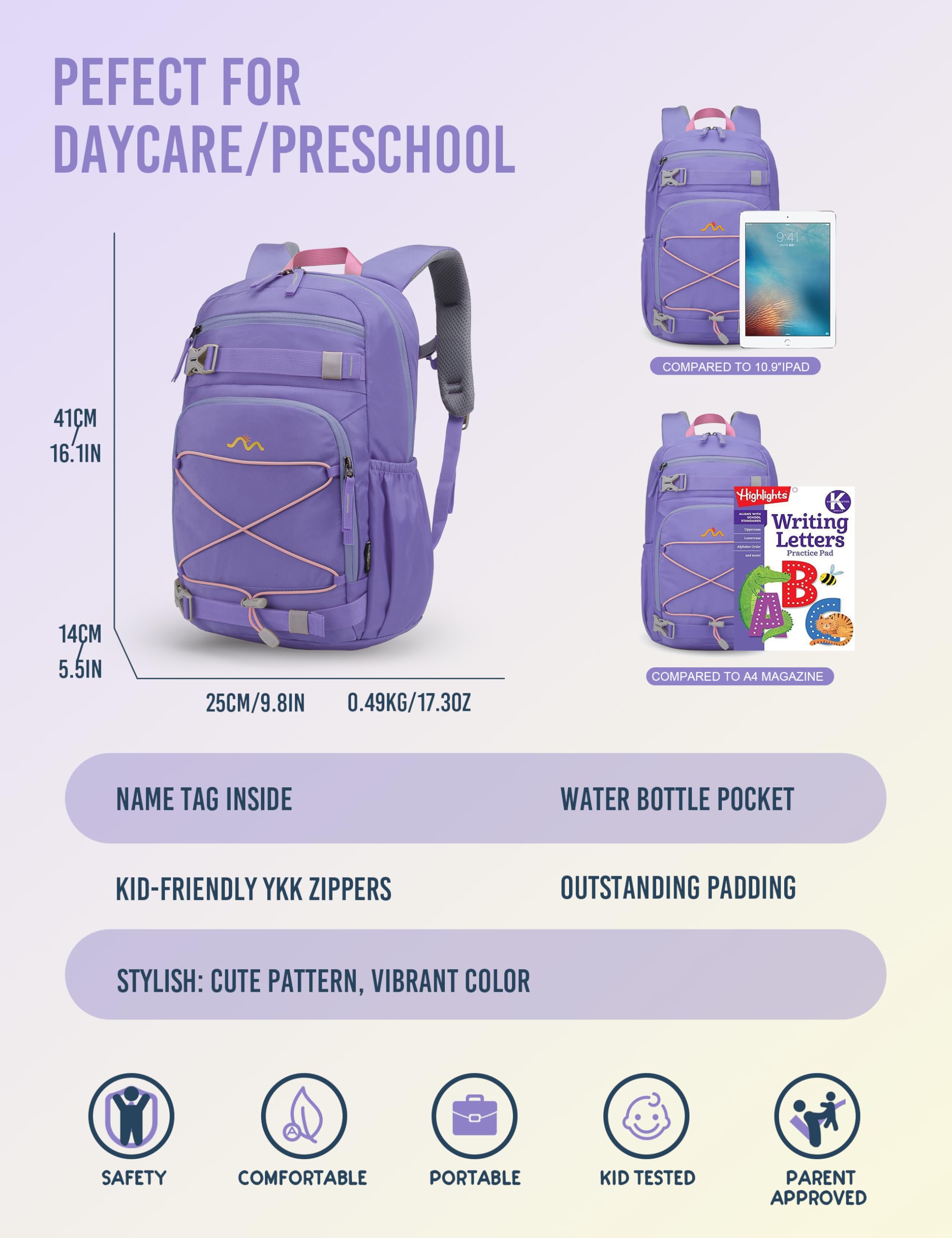 Mountaintop Kinderrucksack Mädchen Jungen Schulrucksack Schultasche für Schule Wander, 15L, 25 x 14 x 41 cm
