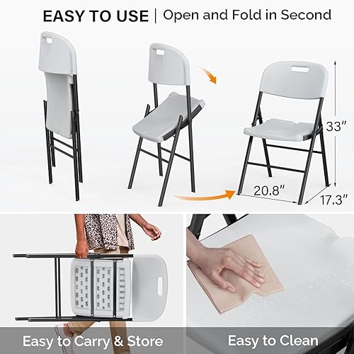 Miniatura 3 de Outvita 4 sillas plegables, 2 niveles moldeadas de plástico resistente para exteriores, fáciles de plegar y almacenar, adecuadas para interiores y