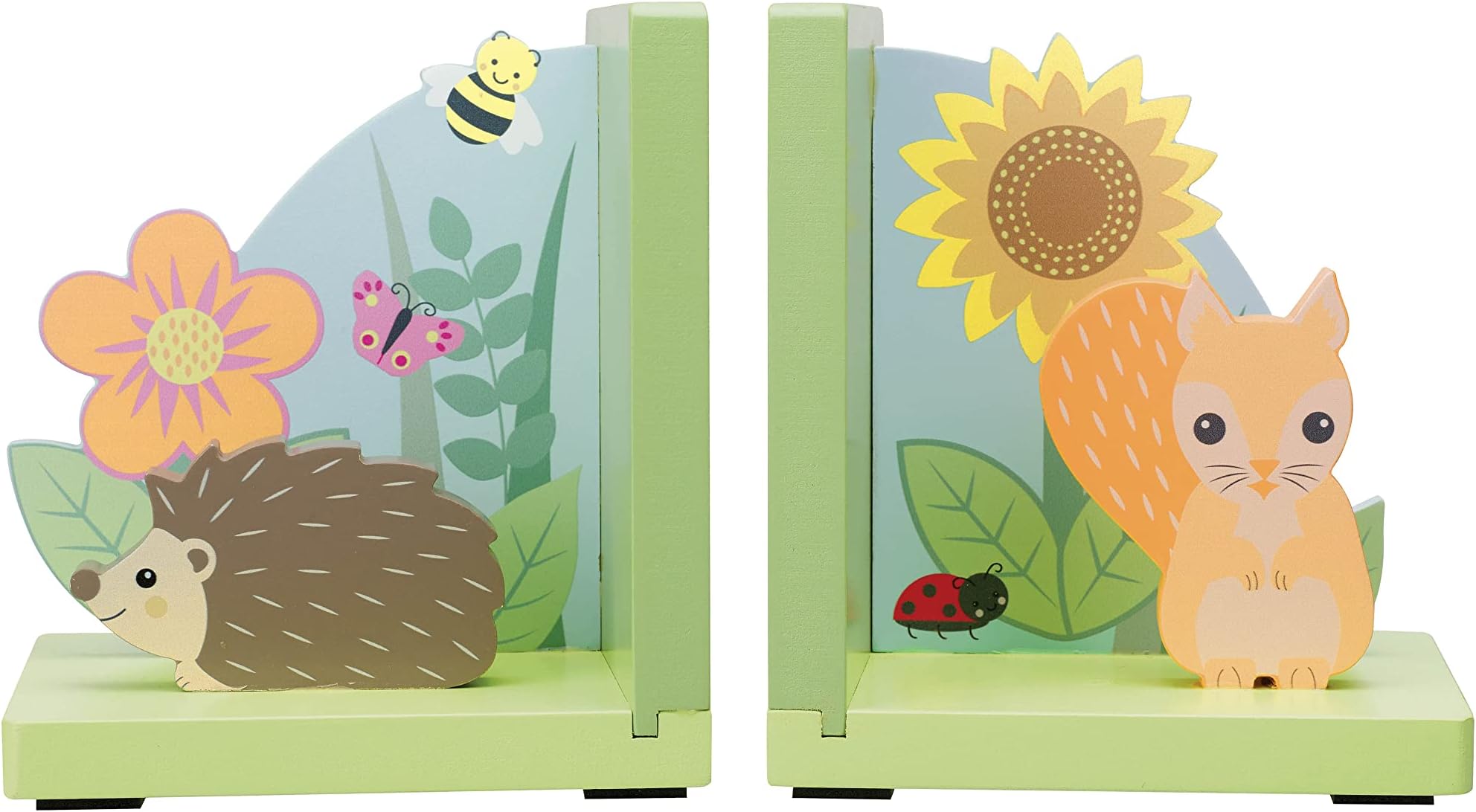 Orange Tree Toys Spring Garden Wooden Bookends - Animal for Children, Baby Boy, Girl Toys, Bedroom Decor With Squirrel & Hedgehog Kids Accessories, New Gifts by Orange Tree Multicolour, One Size