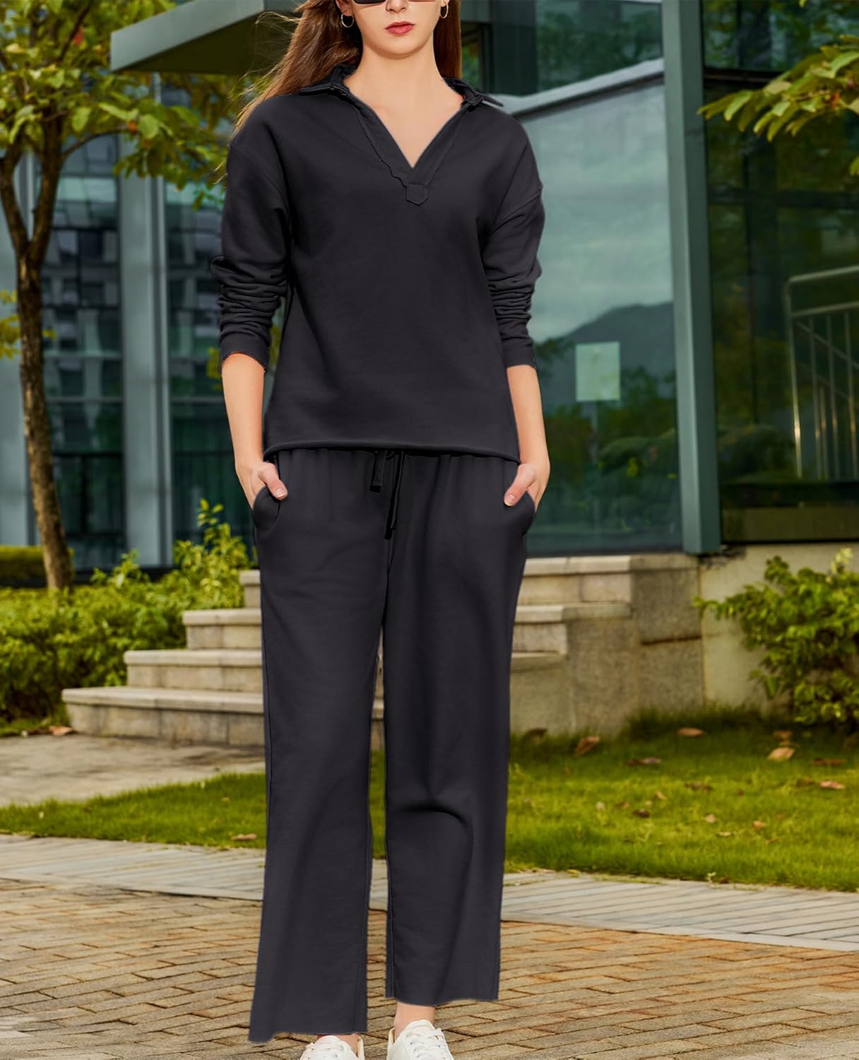 Women's Carmel Tracksuit 2 Piece Set - Patrick Pullover Sweatshirt & Catherine Sweatpants - Casual Lounge Set