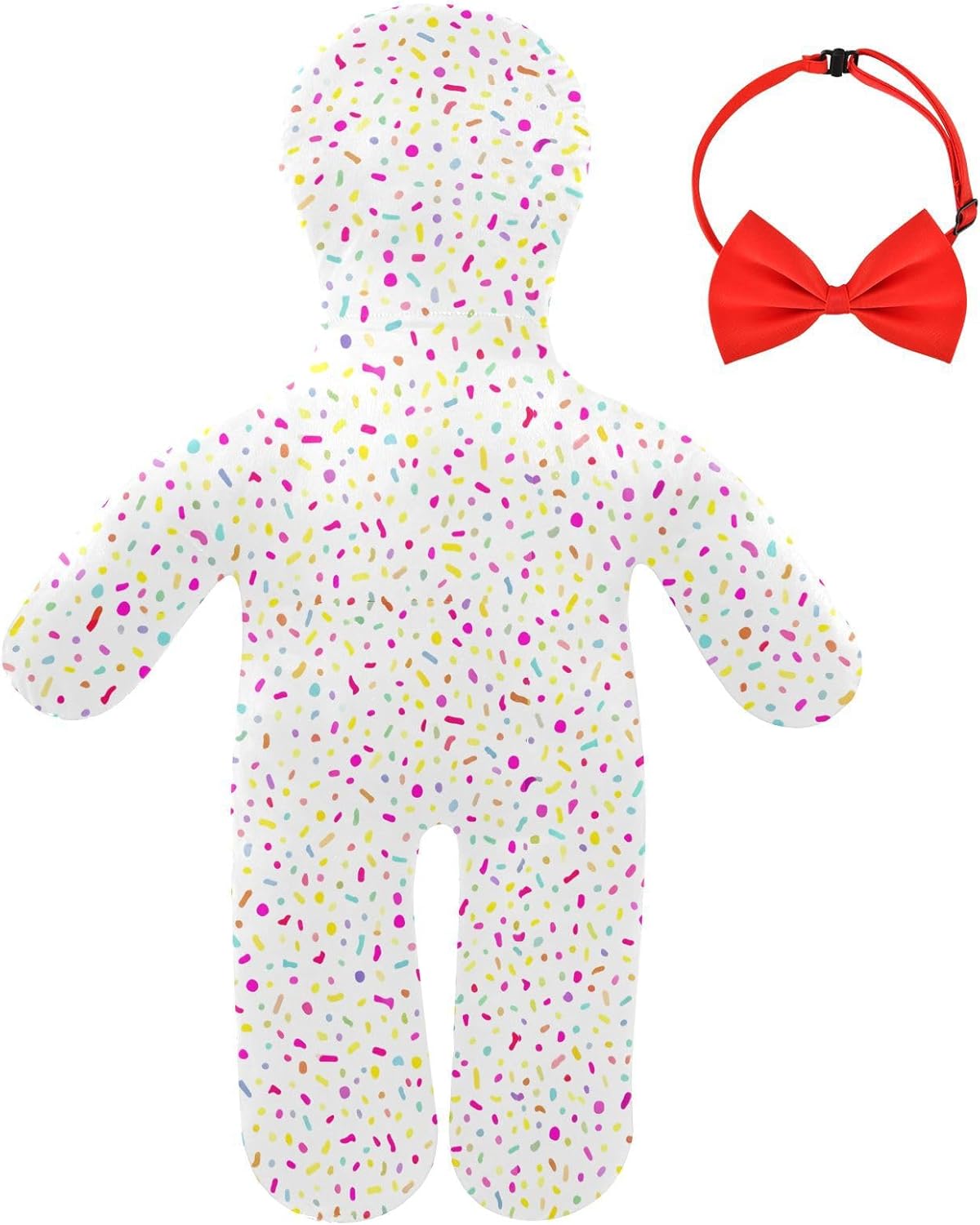 Colorful Confetti Human-Shaped Pillow Soft Body Pillows Washable Velvet Pillows for Anxiety Relief Sleeping Cuddling & Support