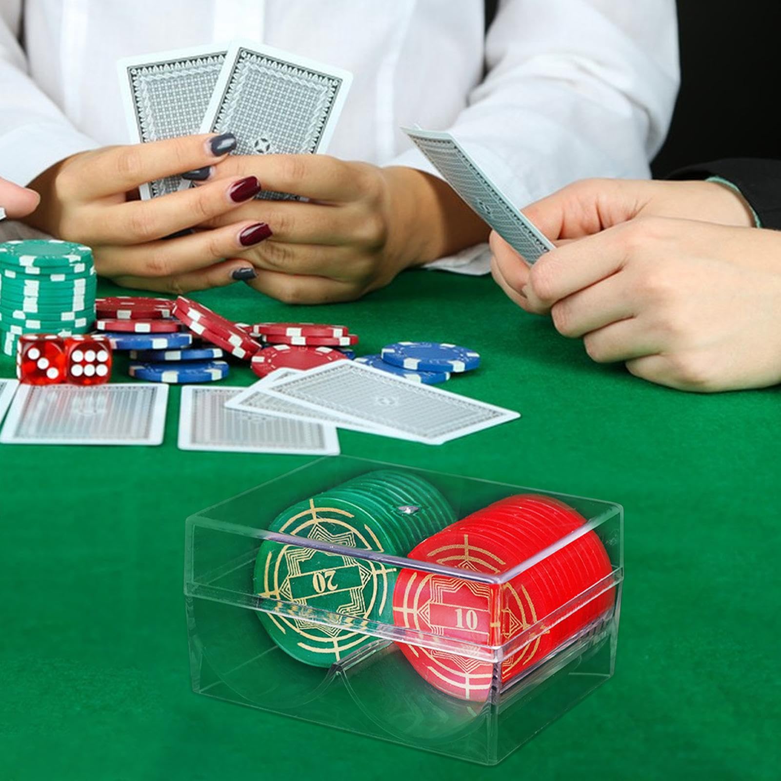 Boîte à jetons de poker - Rack à jetons en acrylique - 2 emplacements pour accessoires de poker - Support pour 40 jetons standard pour ou à la maison