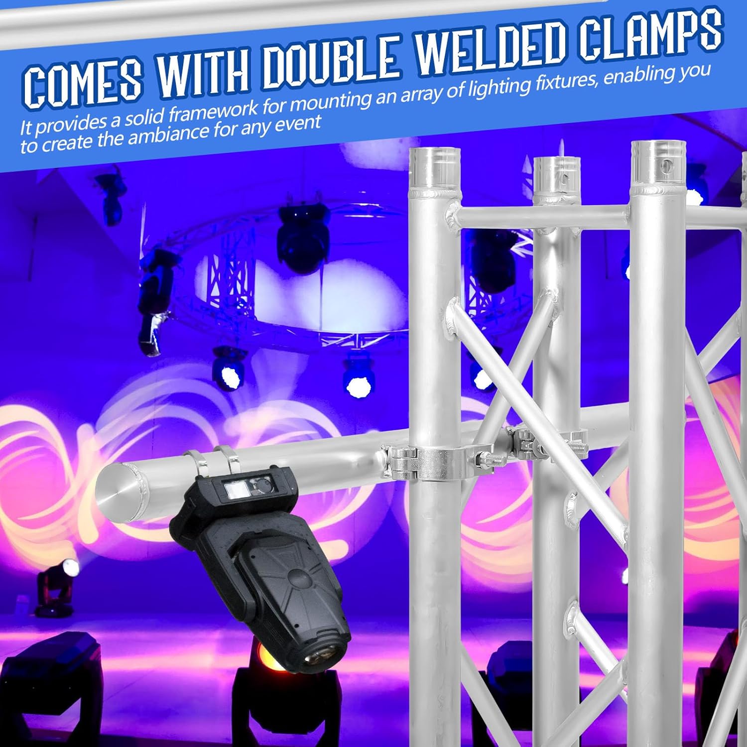 Yaocom 2 Pcs 40 Inch Aluminum Truss Mounting Pole Extension, Dual Clamp Crossbar for F34/F32 Truss, Professional Lighting & Audio Mount for Stage, DJ & Live Events