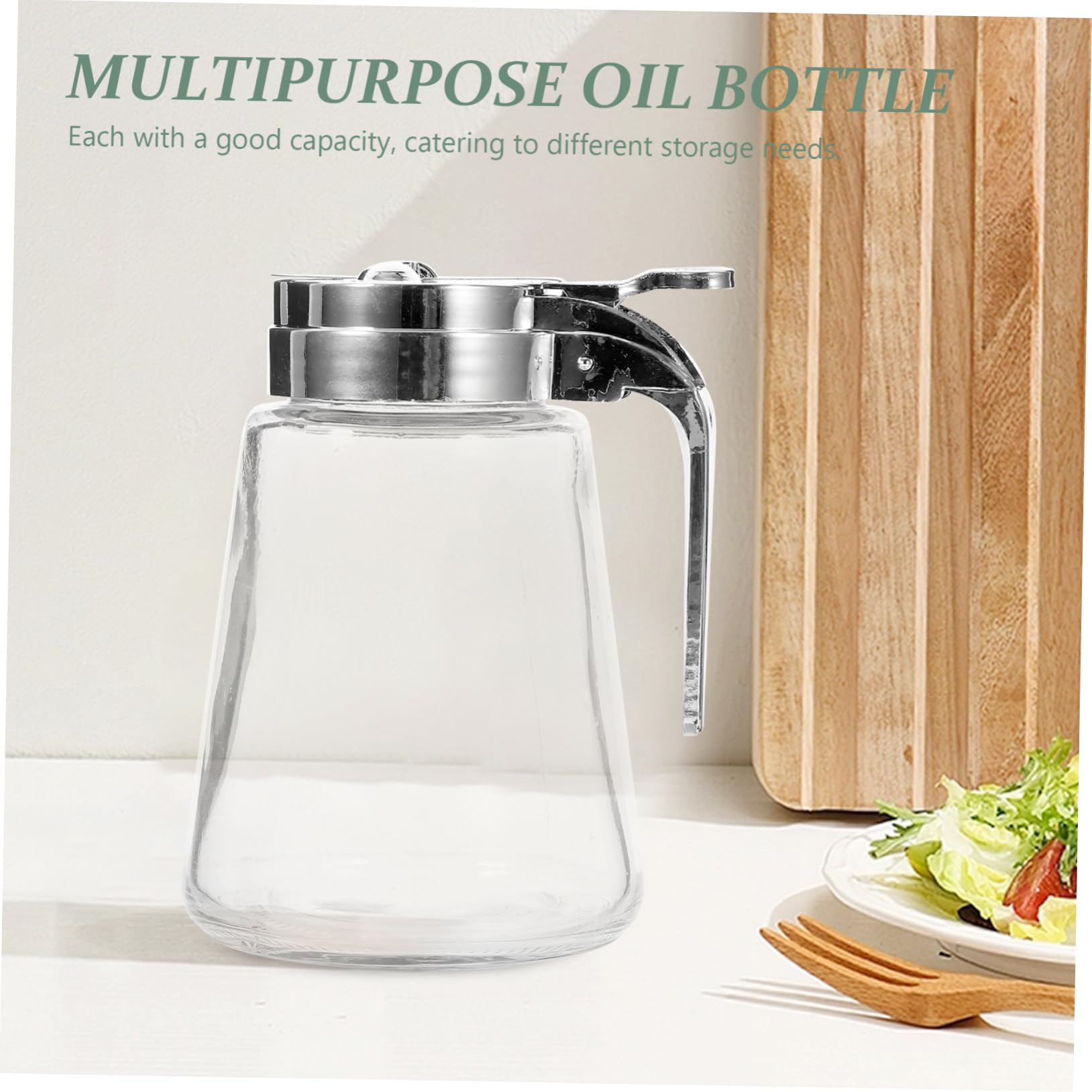 Set 2 Pezzi Dispenser per Sciroppo in Vetro 300ml, Design Minimalista ed Elegante, Materiale Vetro Chiusura ABS, Funzione Antigoccia e Uso Quotidiano