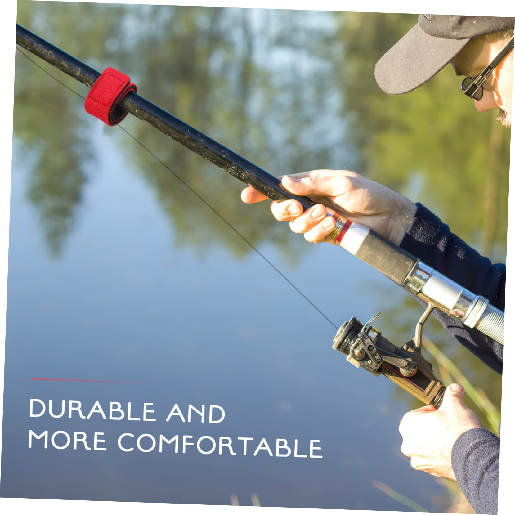 BCOATH 10 Pcs Neoprene Belt Fishing Straps Elastic Fishing Pole Belt Rod Holder Ties