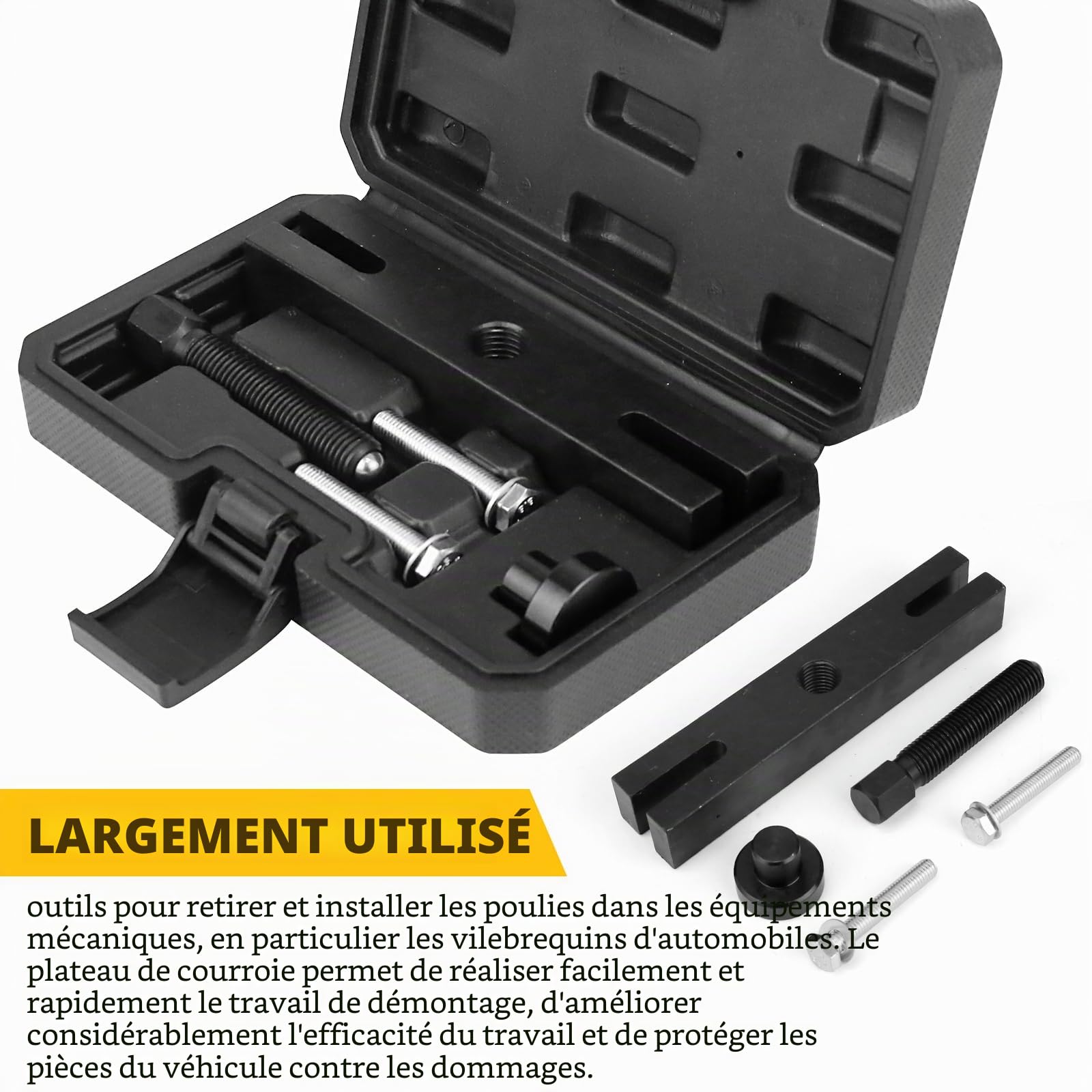 Extracteur de poulie de vilebrequin, outil de retrait compatible avec Ford EcoBLUE TDCi Transit, compatible avec Transit/Tourneo Custom, support de traction, boulon de traction central, goupille de