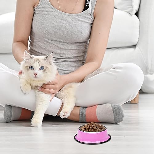 Miniatura 3 de YUDANSI - Tazones de acero inoxidable para gatos, paquete de 3 cuencos para perros pequeños para alimentos y agua, juego de platos para gatos para