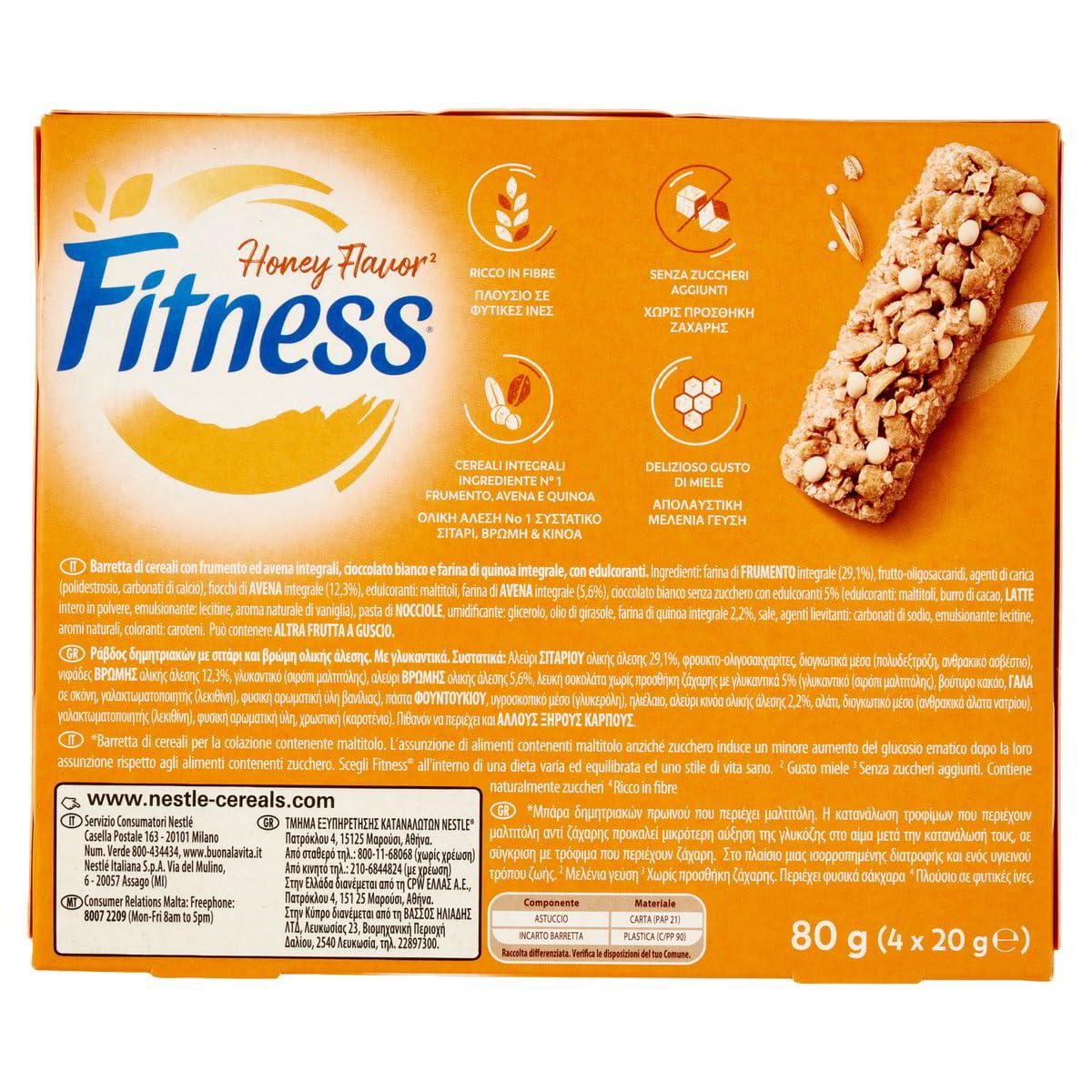 Nestle Fitness Müsliriegel mit Honiggeschmack, Vollkorn, Hafer, Quinoa und weißer Schokolade mit Honiggeschmack, 8x 80 g+ Italian Gourmet Polpa di Pomodoro 400g