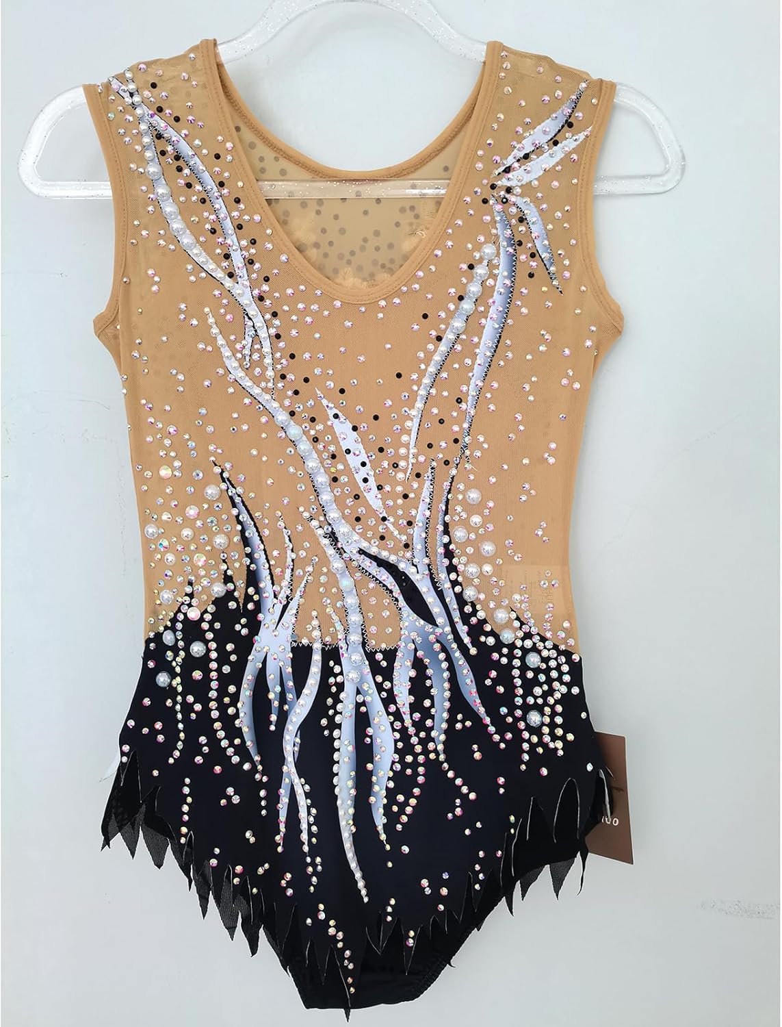 Girls Black Artistic Gymnastics Uniform Sleeveless Performance Competition Clothing