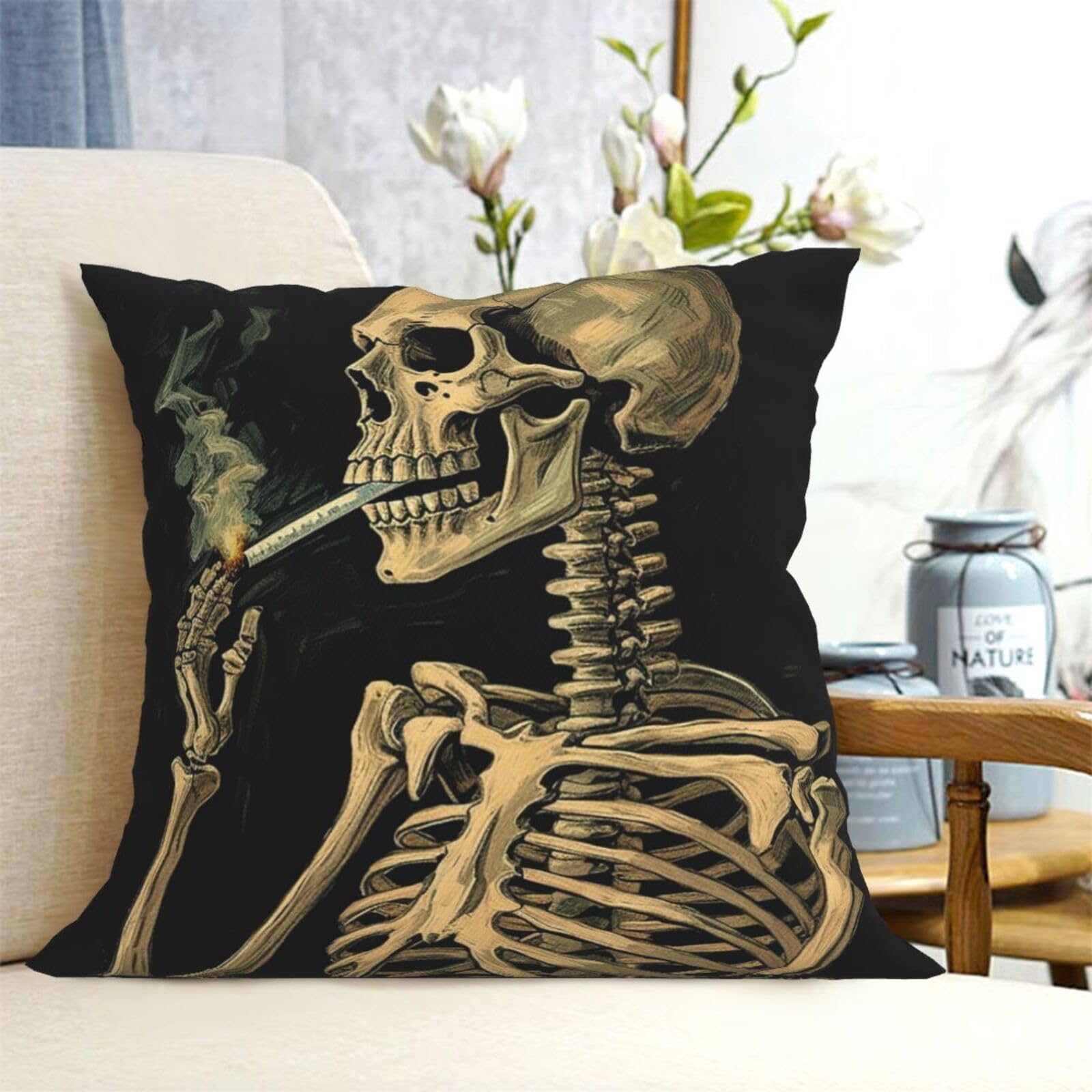 cigarette cushion Amazon.com: GDSHJKLW A Skeleton with Burning Cigarette Pillow Covers  20