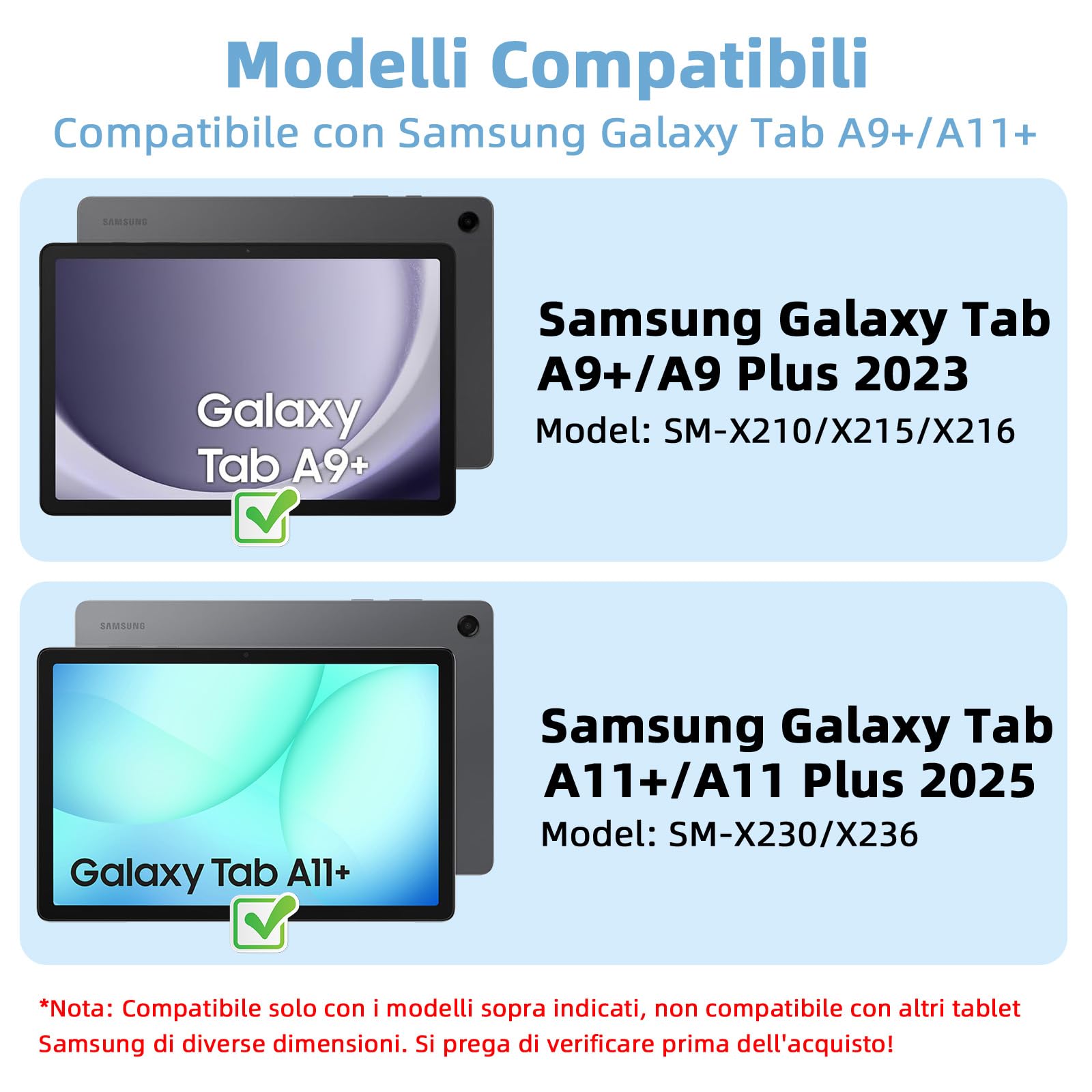Bettdow Tastiera Custodia per Samsung Galaxy Tab A9+ 2023/A11+ 2025 11", Layout Italiano Tastiera Retroilluminata Staccabile e Cover per Tab A9 Plus/A11 Plus 11" SM-X210/X215/X216/X230/X236, Blu